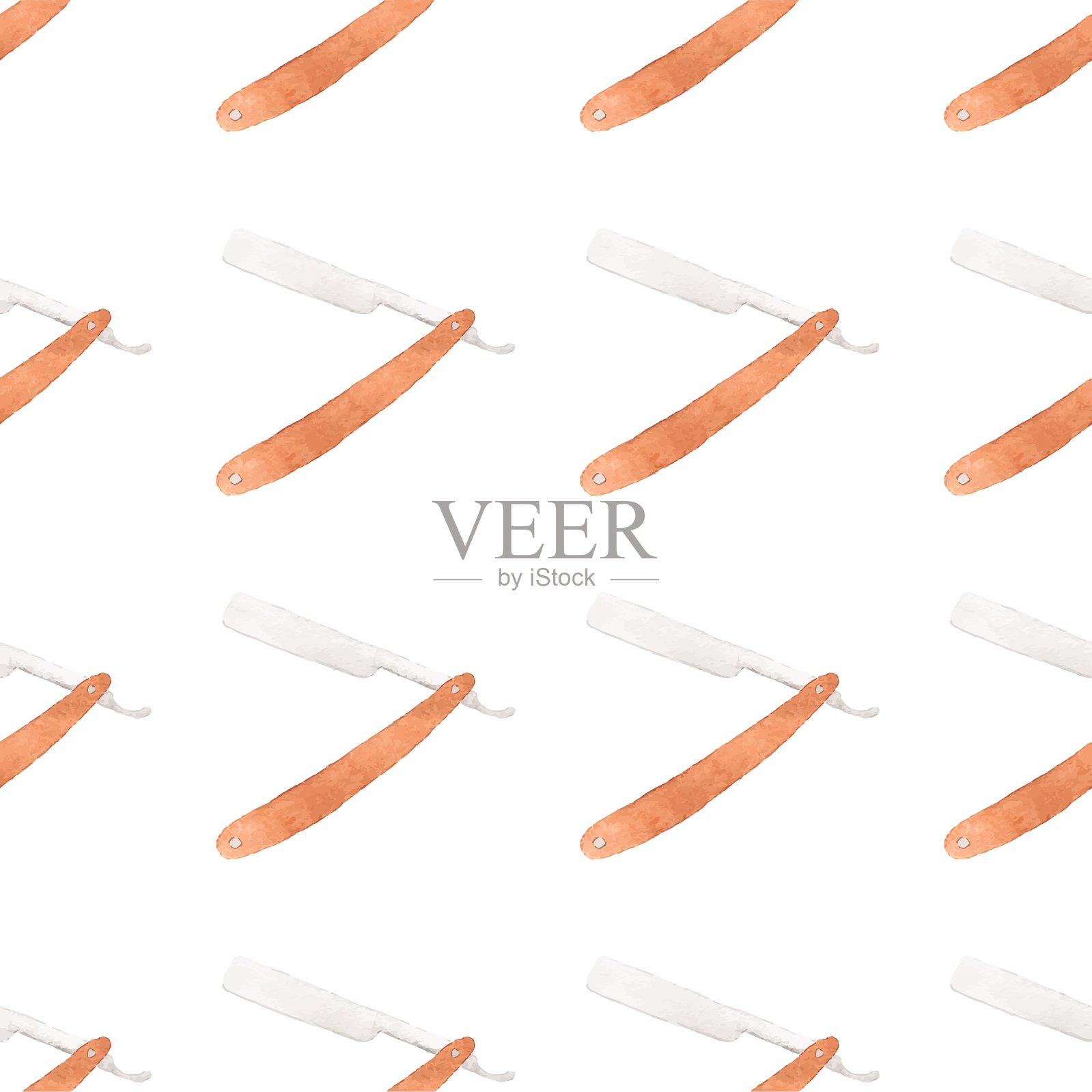 直刀无缝水彩图案用插画图片素材