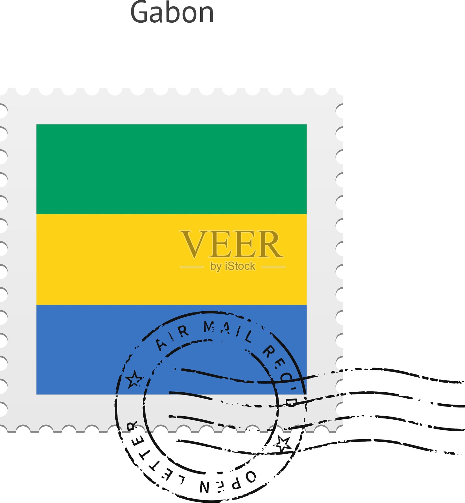 加蓬国旗邮票插画图片素材