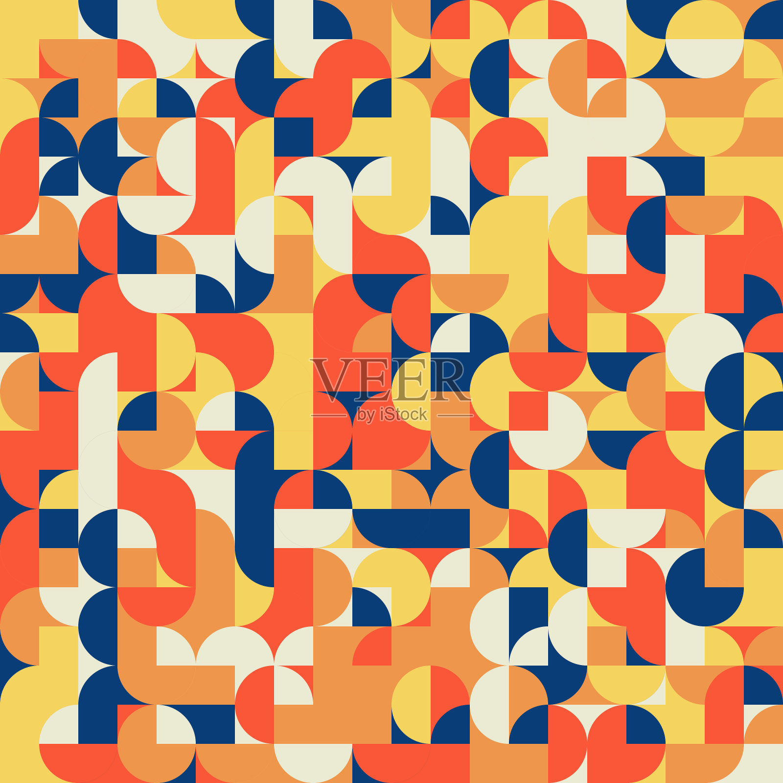 70年代粒子半圆拼贴无缝模式插画图片素材