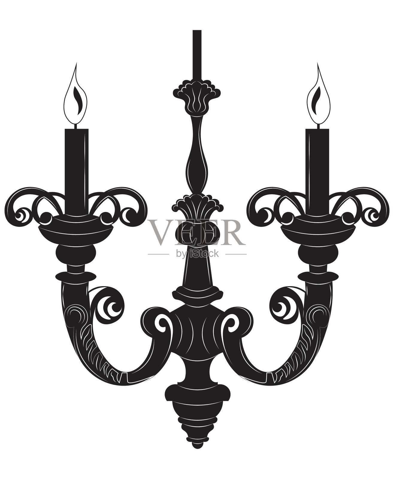 巴洛克优雅的壁灯与装饰品设计元素图片