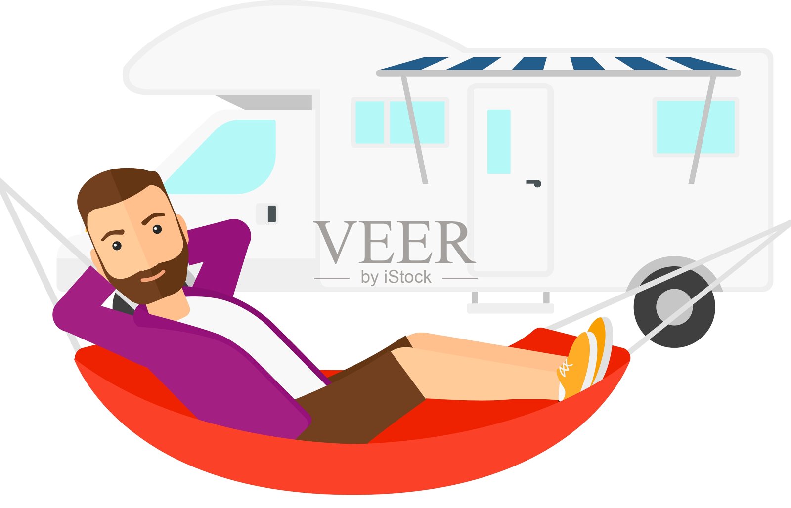 一个人躺在吊床上设计元素图片