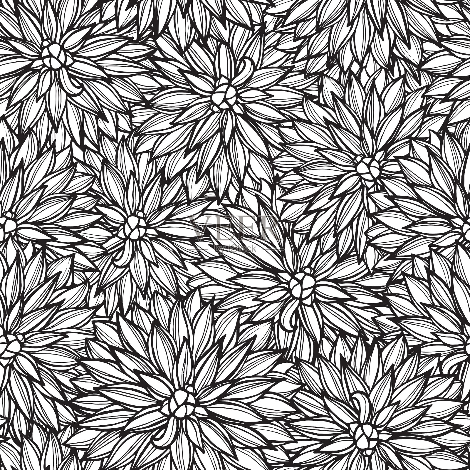 无缝图案与大丽花插画图片素材