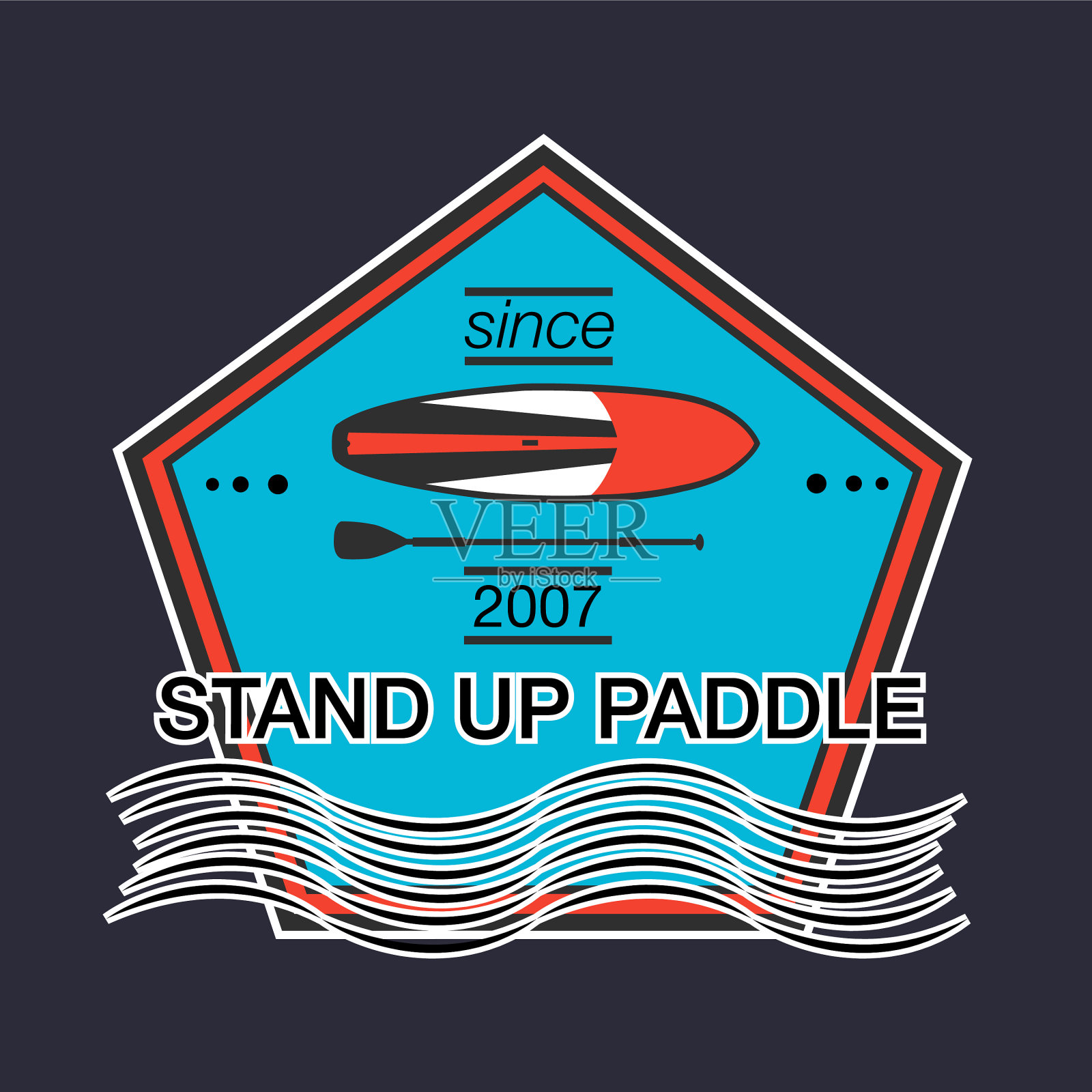 彩色的标志模板站立划桨插画图片素材