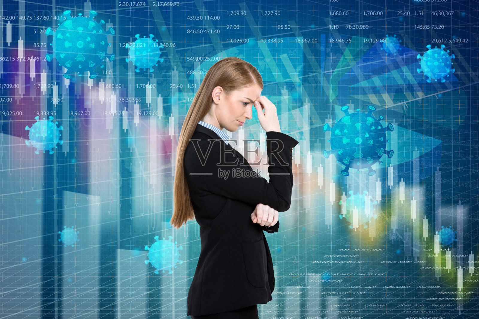 在全球金融危机中手拉手的女商人照片摄影图片