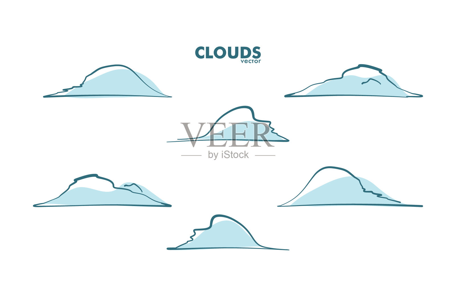 矢量集手绘卡通云。插画图片素材