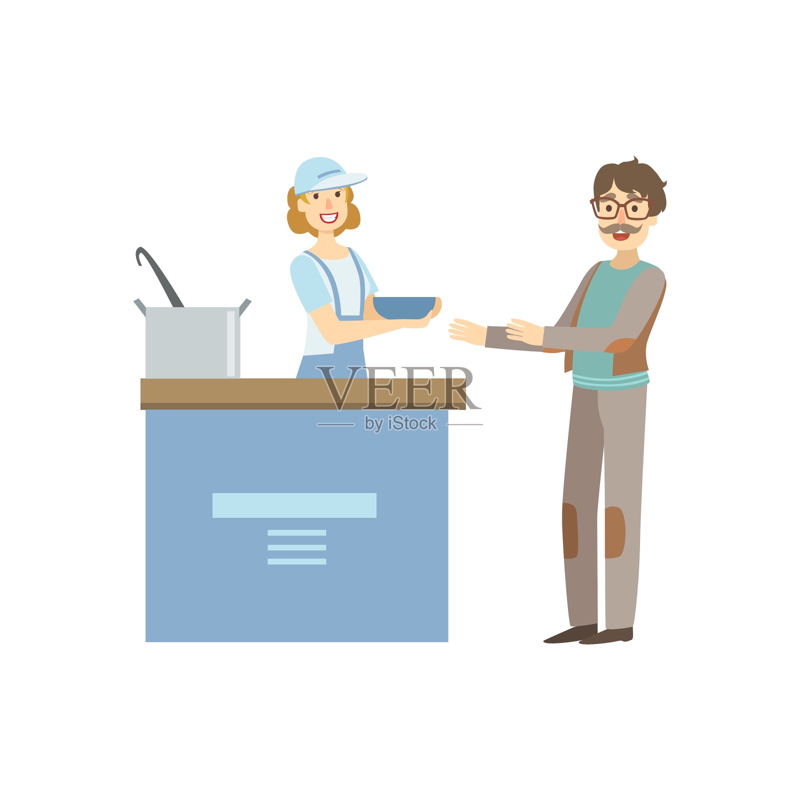 志愿者给穷人送热汤设计元素图片