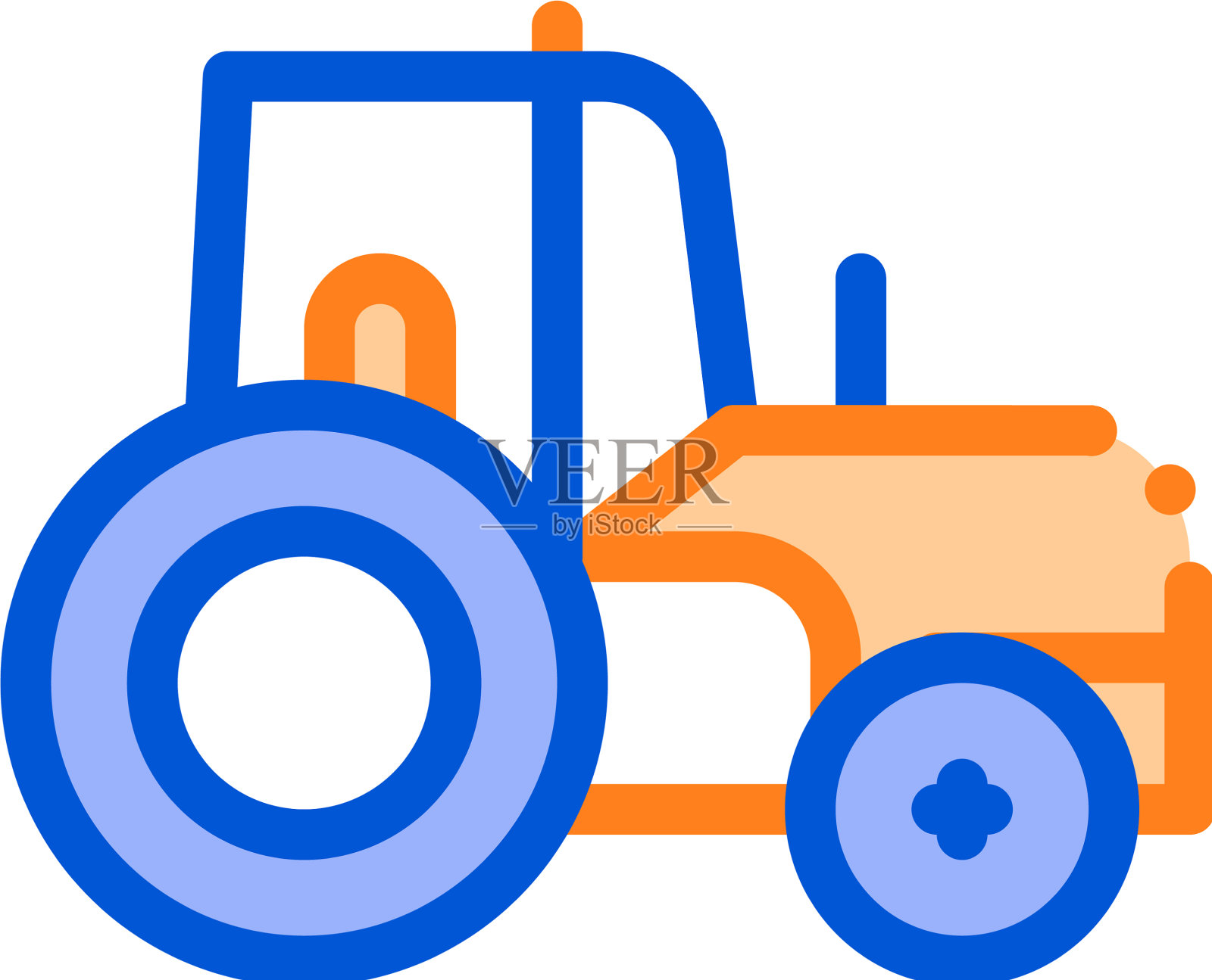 农用拖拉机车辆细线图标设计元素图片