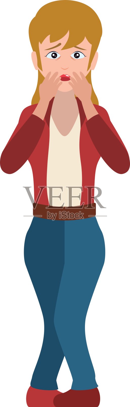 面对悲伤的女人表情卡通图标设计元素图片