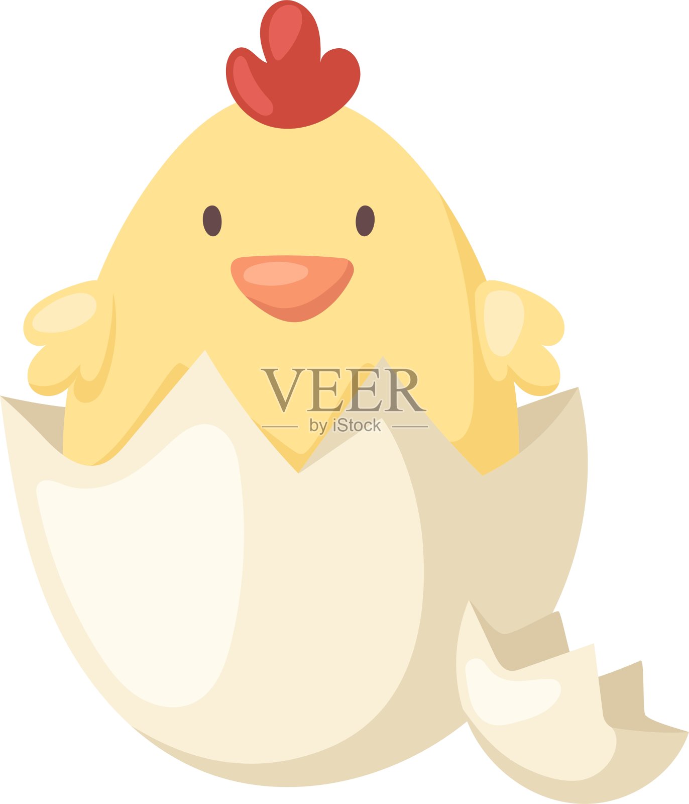 卡通黄色新生鸡在破蛋设计元素图片