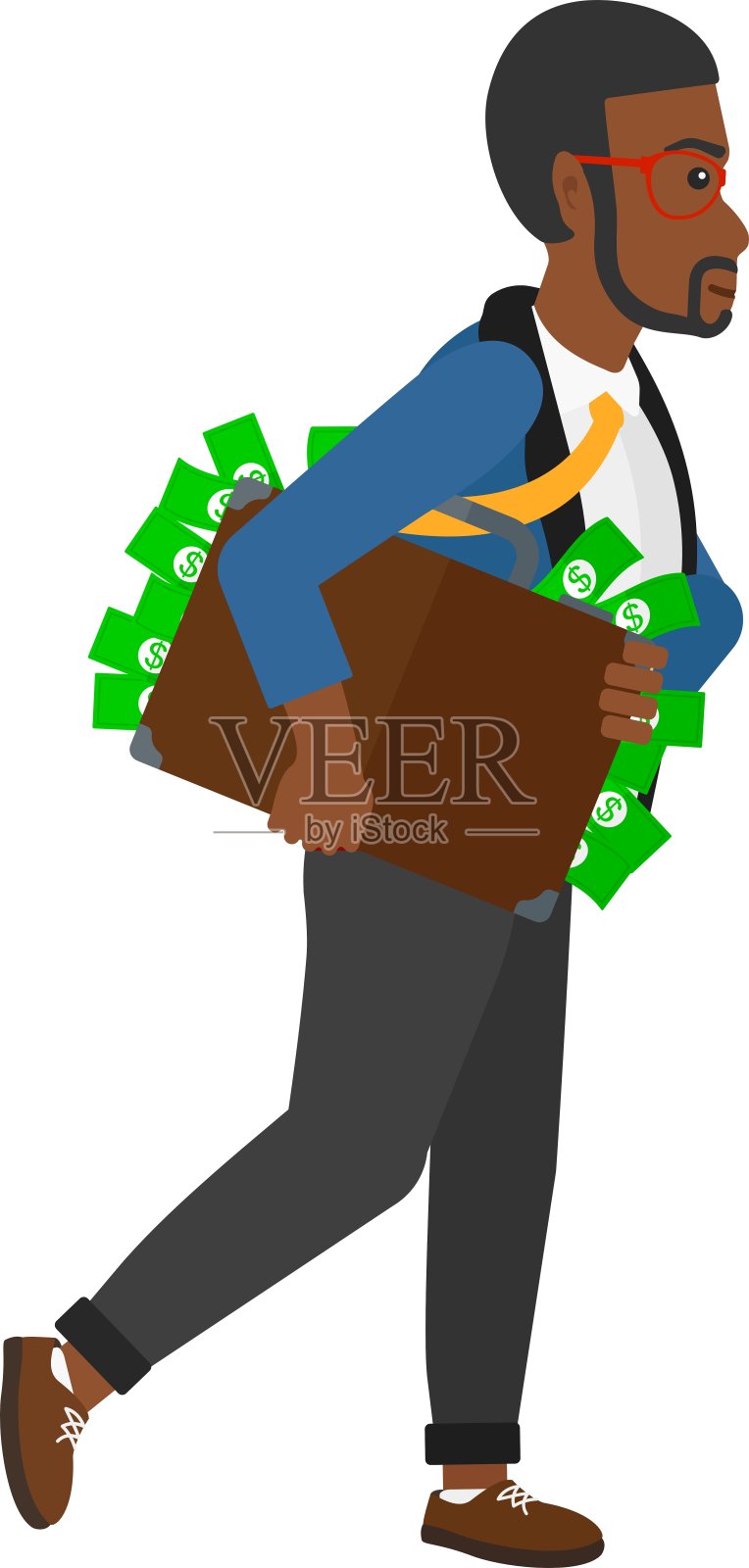 带着装满钱的手提箱的男人设计元素图片