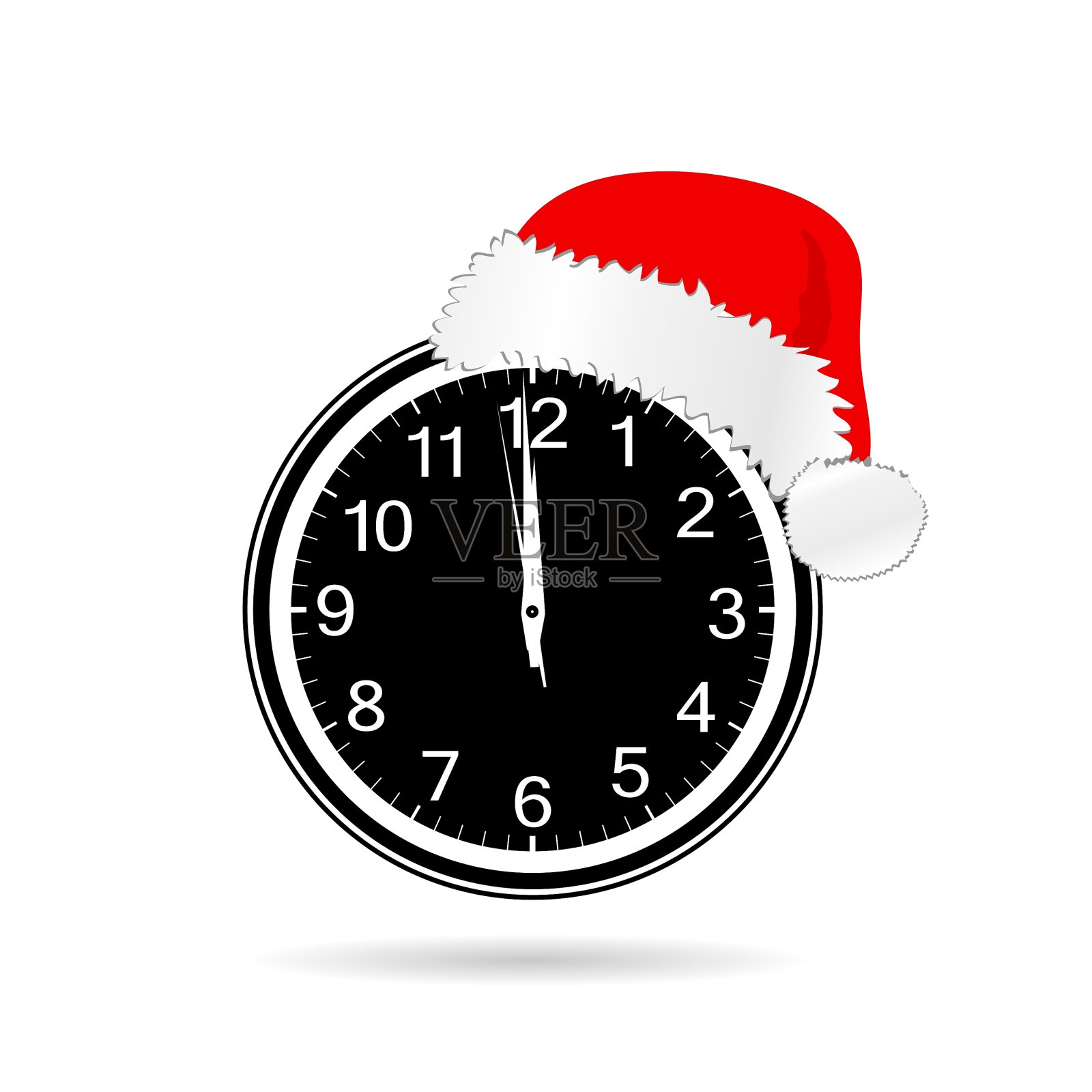 新年钟配圣诞帽设计元素图片