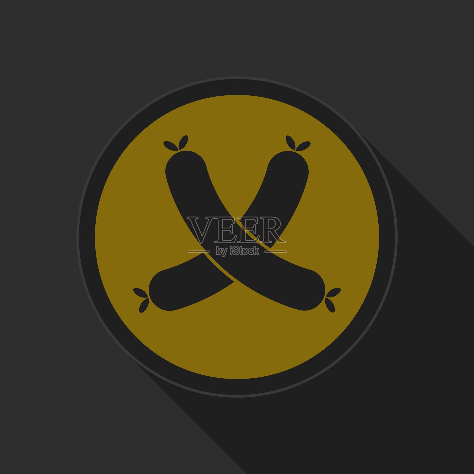 深灰色和黄色的图标-香肠插画图片素材