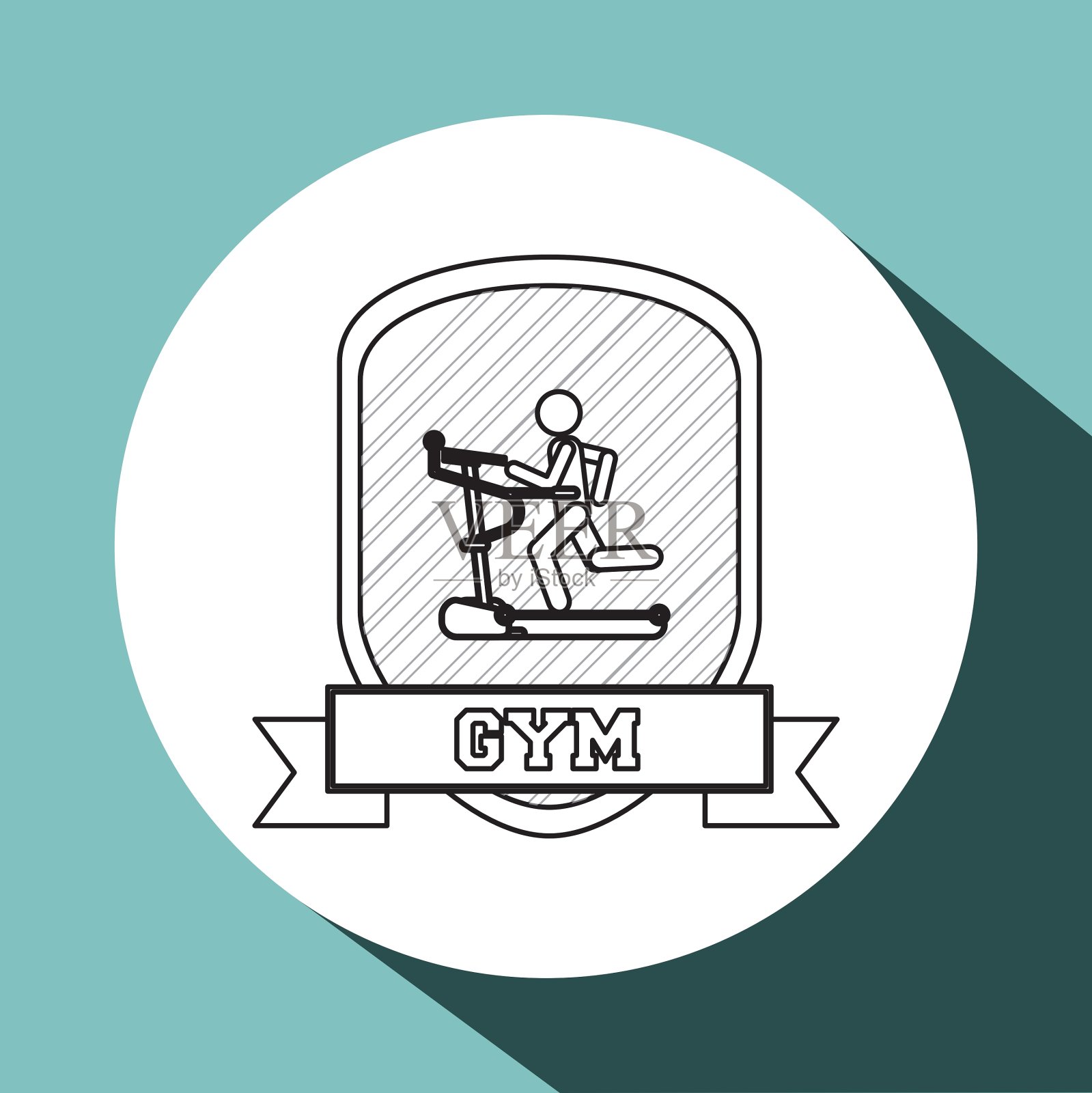 健身房和跑步机设计图标素材