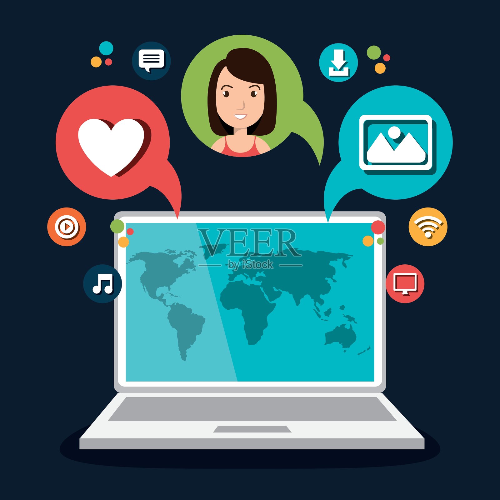 社交网络设计插画图片素材