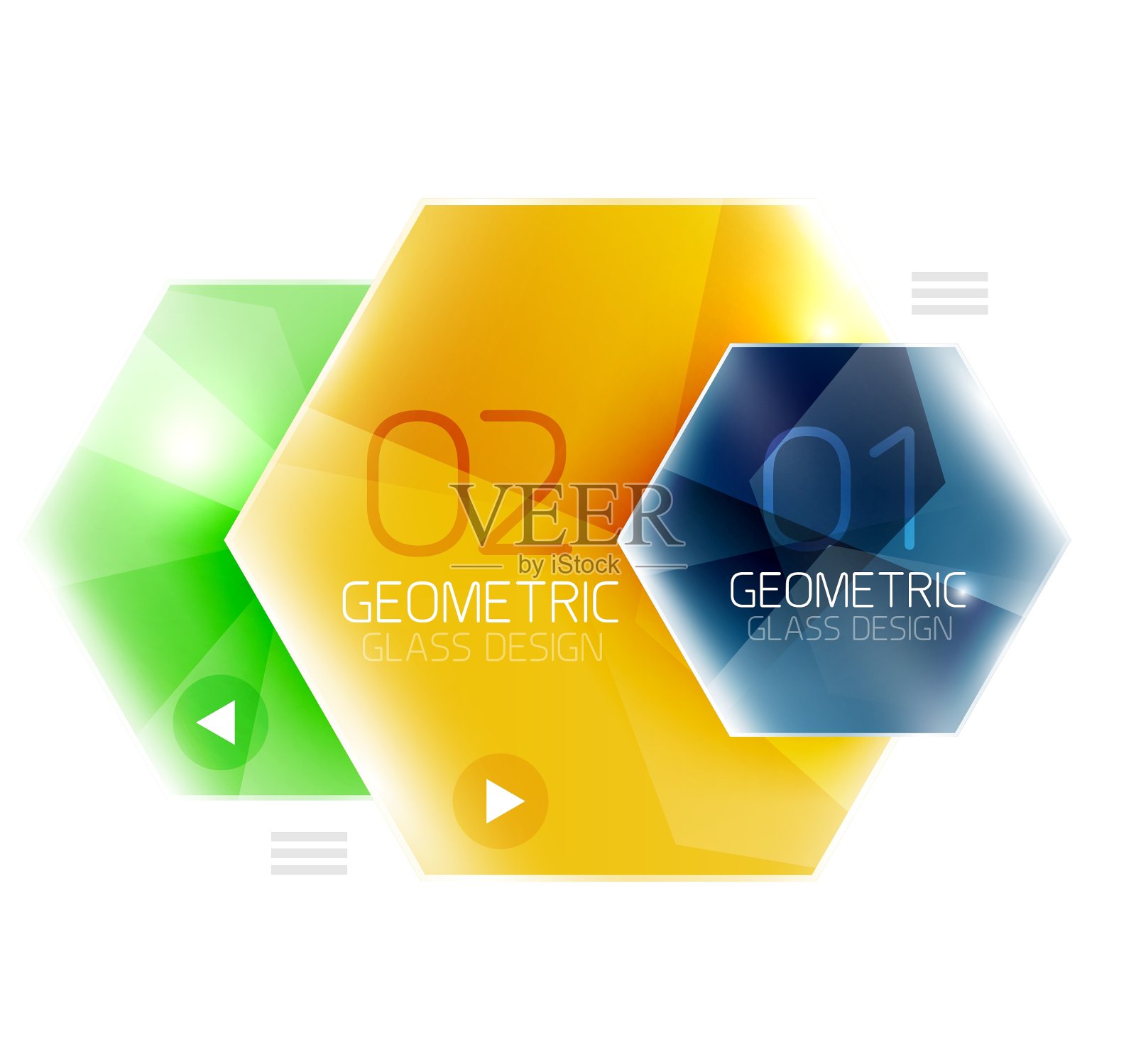 玻璃颜色六边形设计元素图片