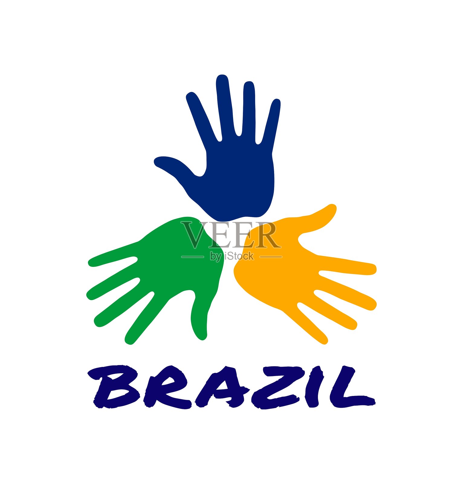 三手印图标-巴西国旗颜色插画图片素材