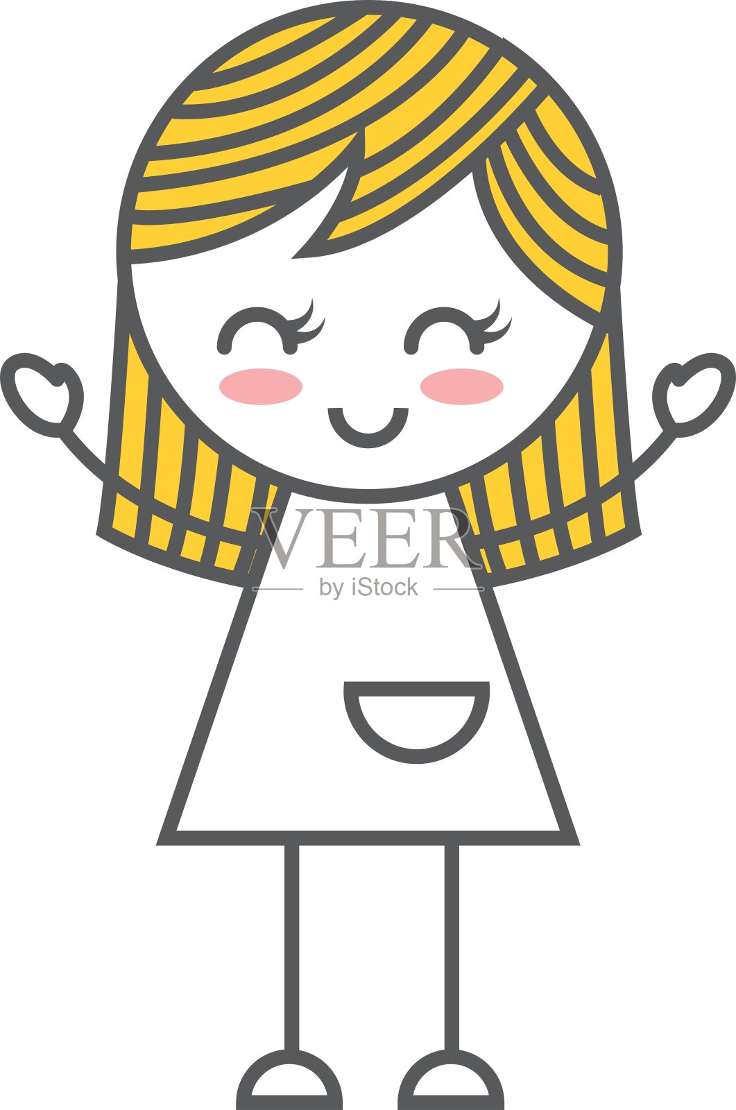 小女孩画图标设计元素图片