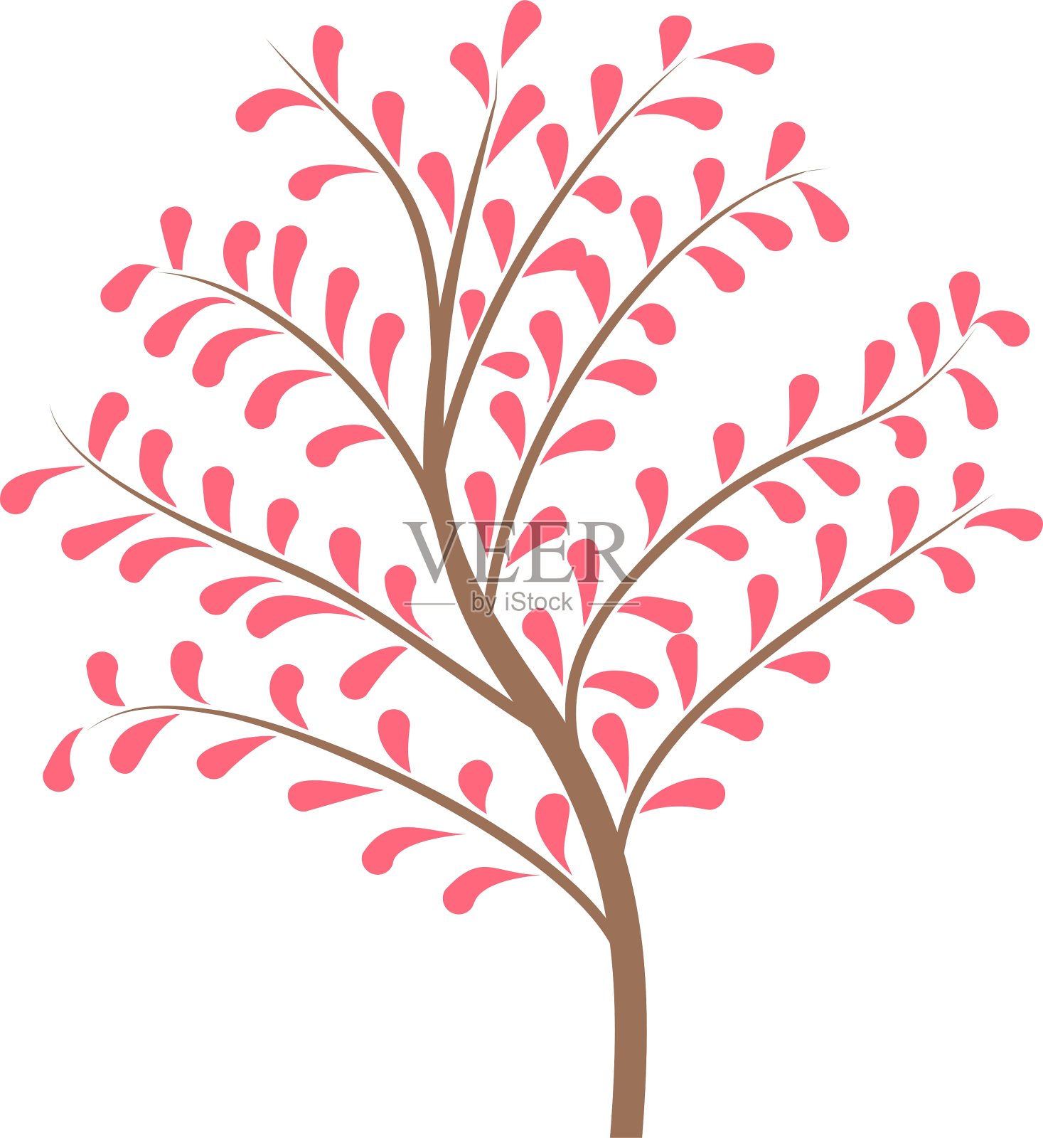 这棵树的细树干上有叶子的标志设计元素图片