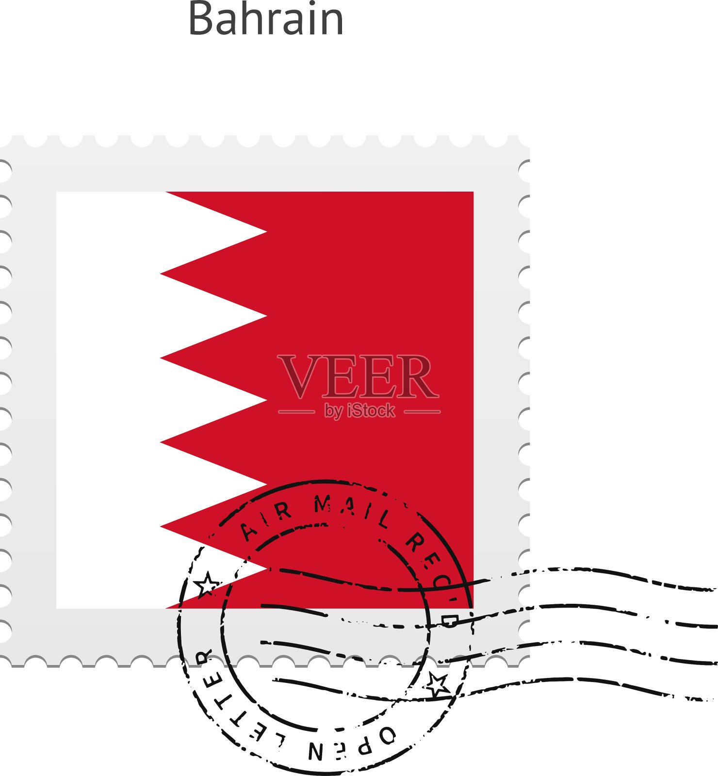 巴林国旗邮票插画图片素材