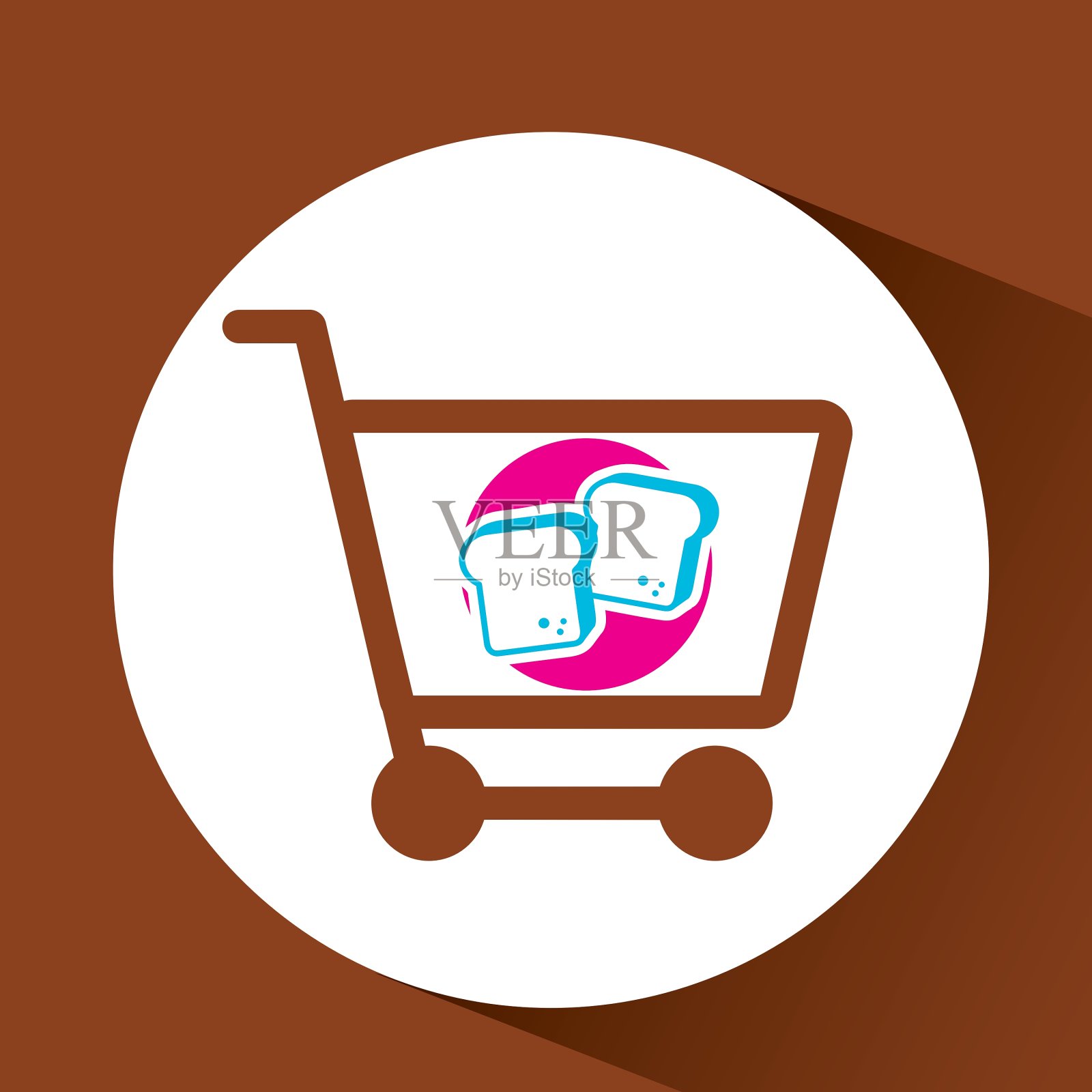 购物车里有碎面包插画图片素材