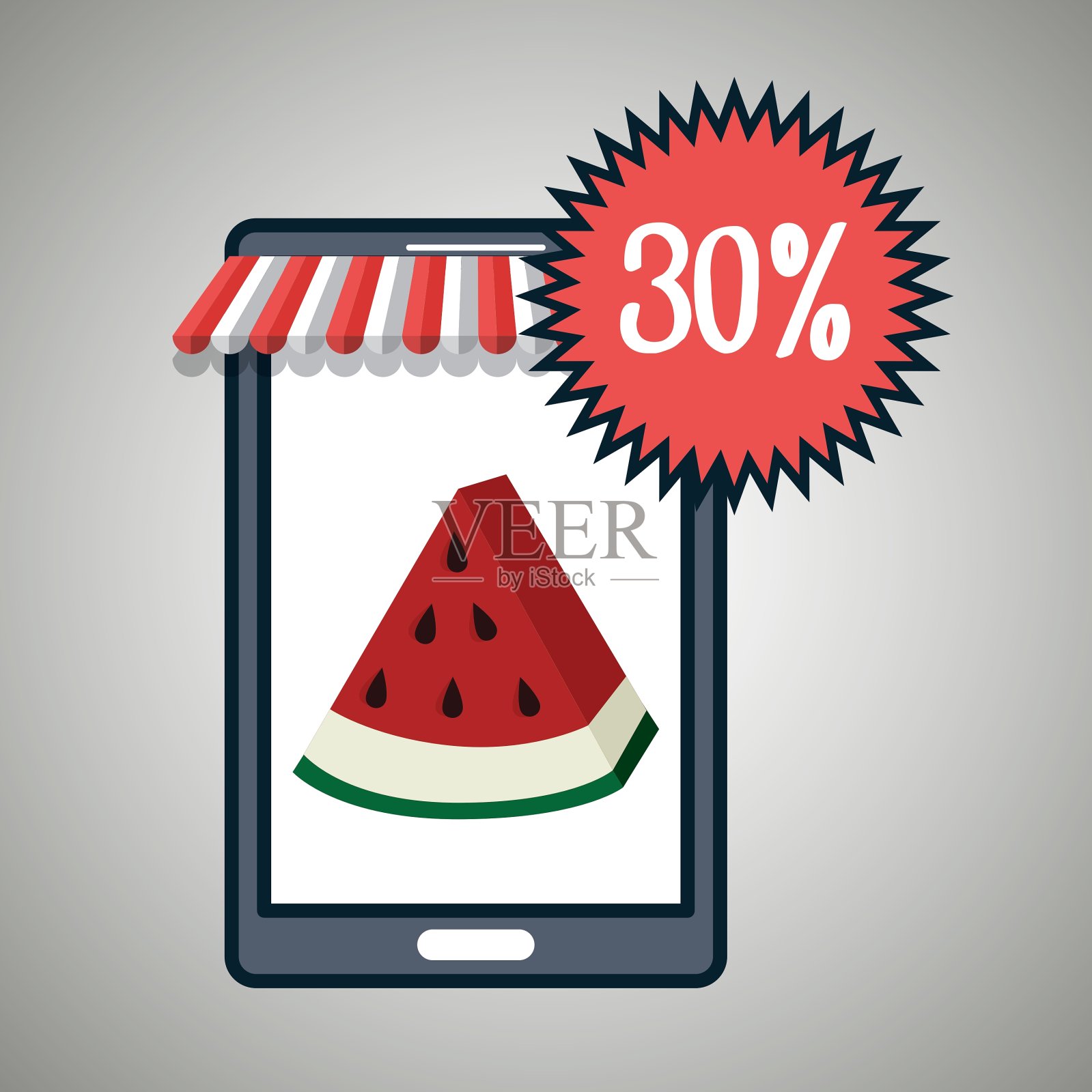 智能手机在线买水果插画图片素材