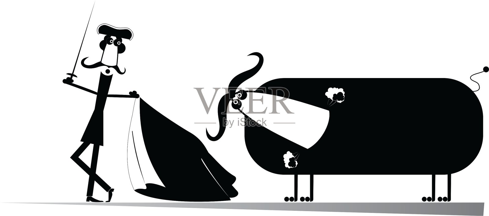 斗牛插画图片素材