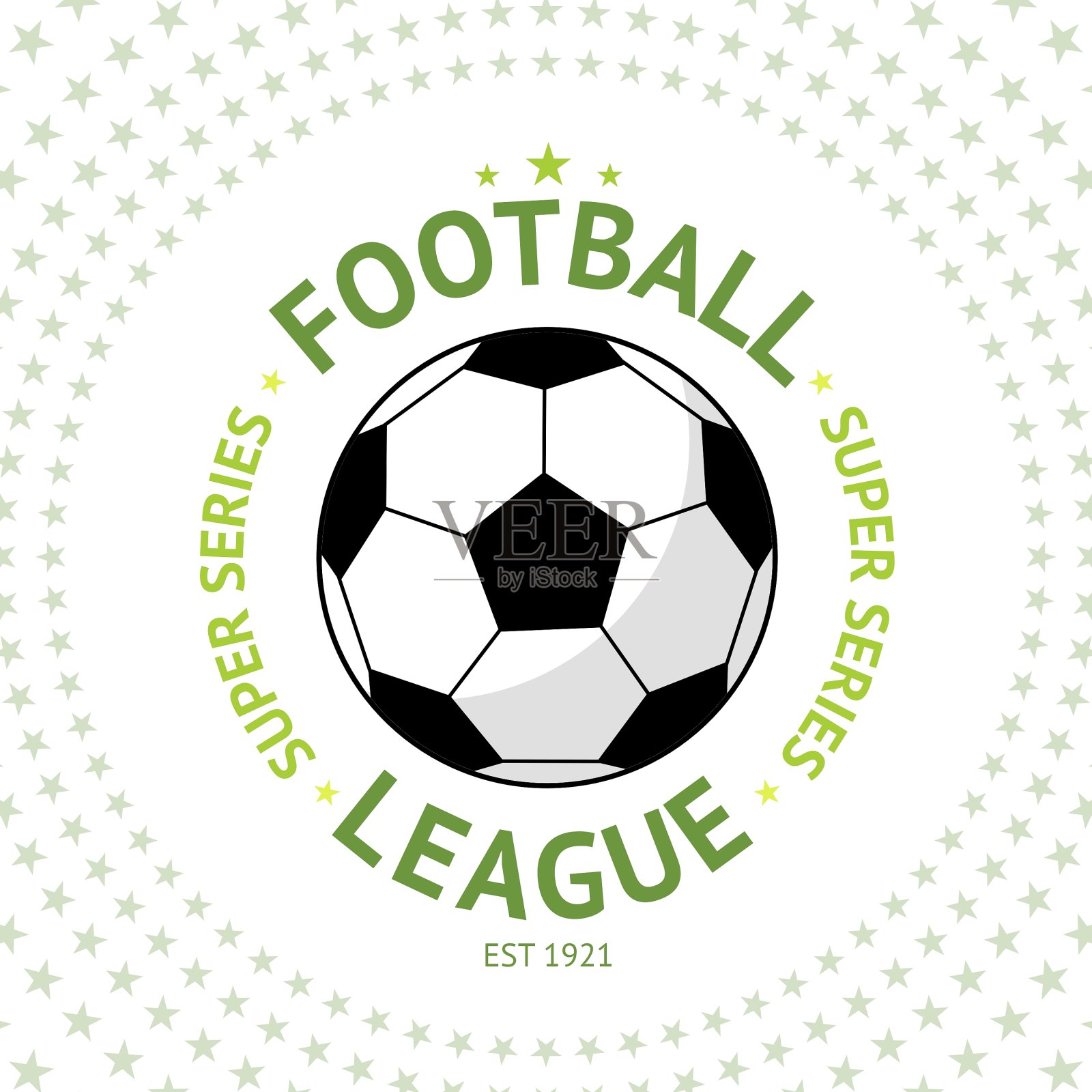 老式复古足球标签与球明星插画图片素材