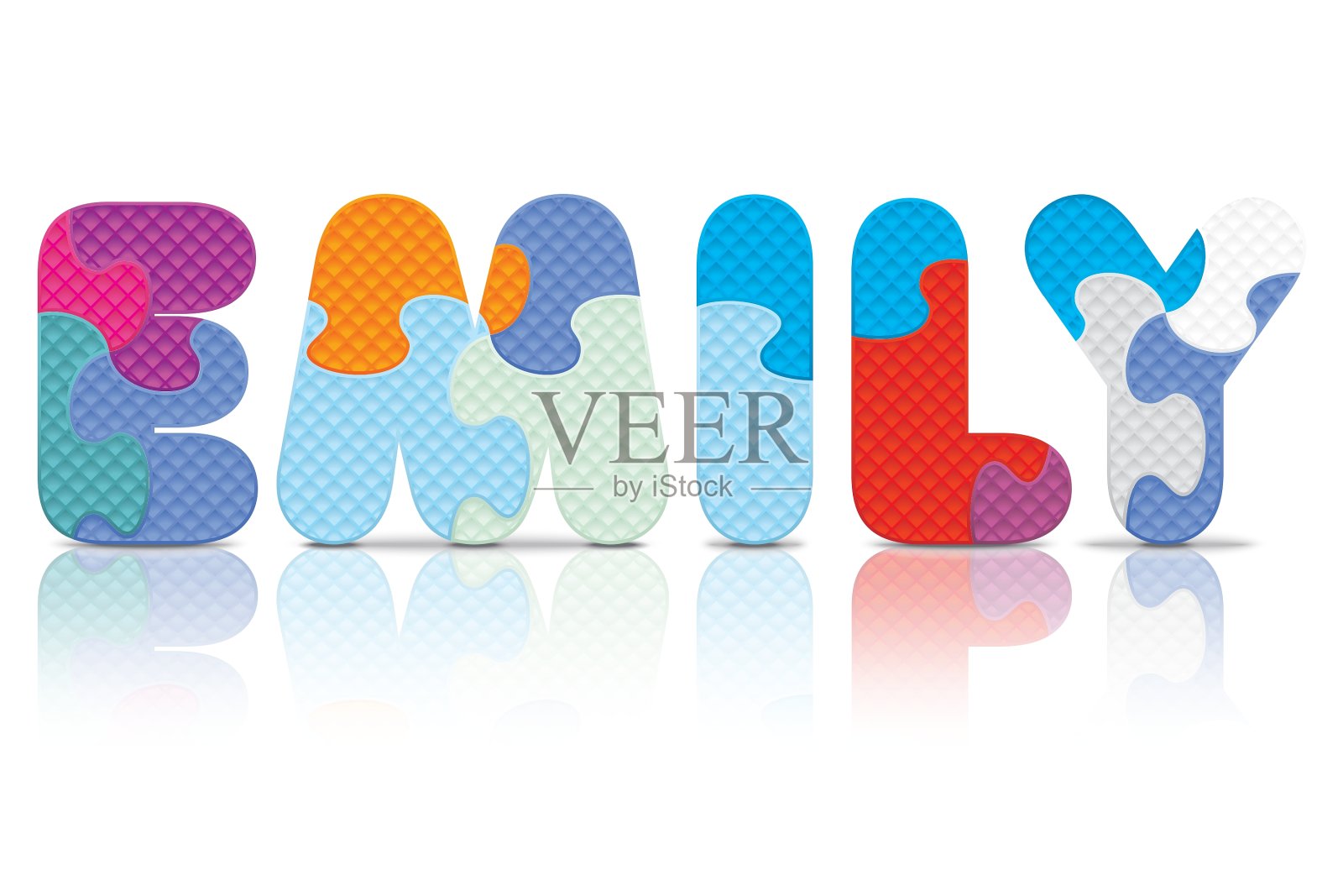 艾米丽用字母拼图来写字插画图片素材