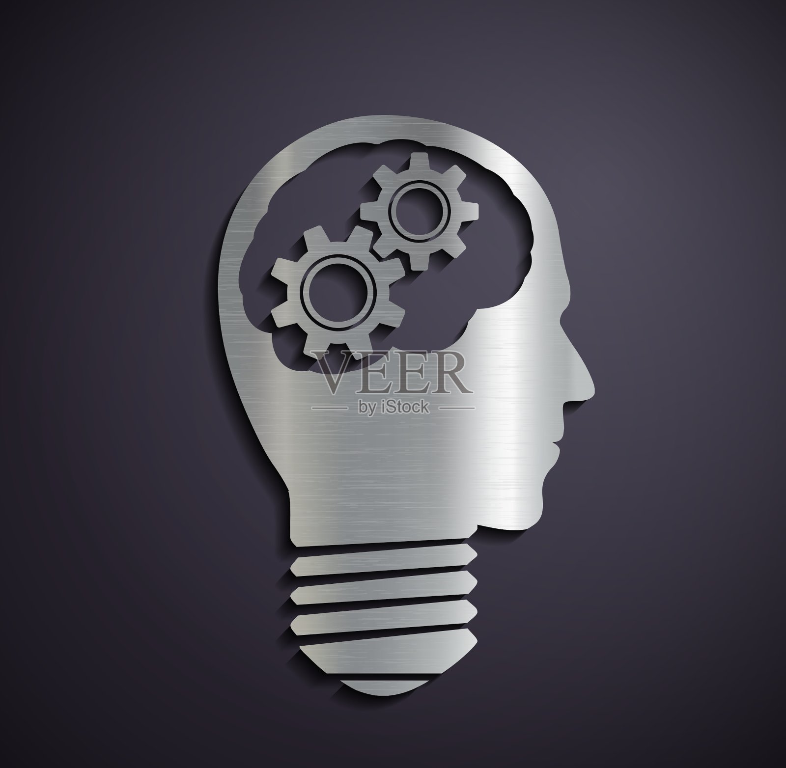 扁平金属标志头与机械齿轮插画图片素材