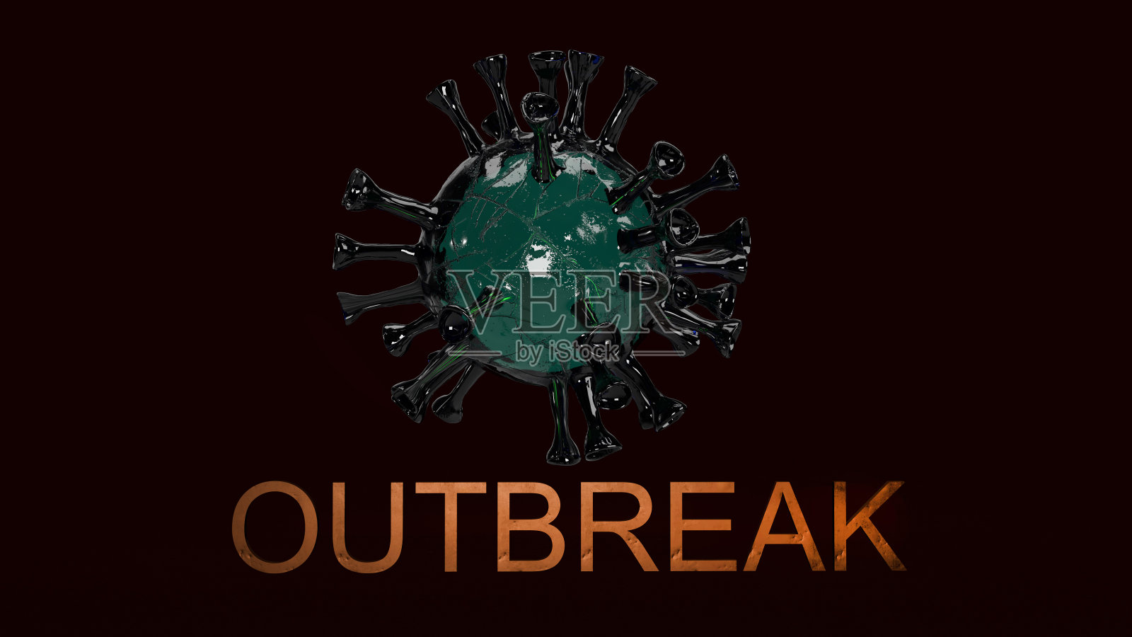 病毒和爆发词3d渲染医疗内容。照片摄影图片