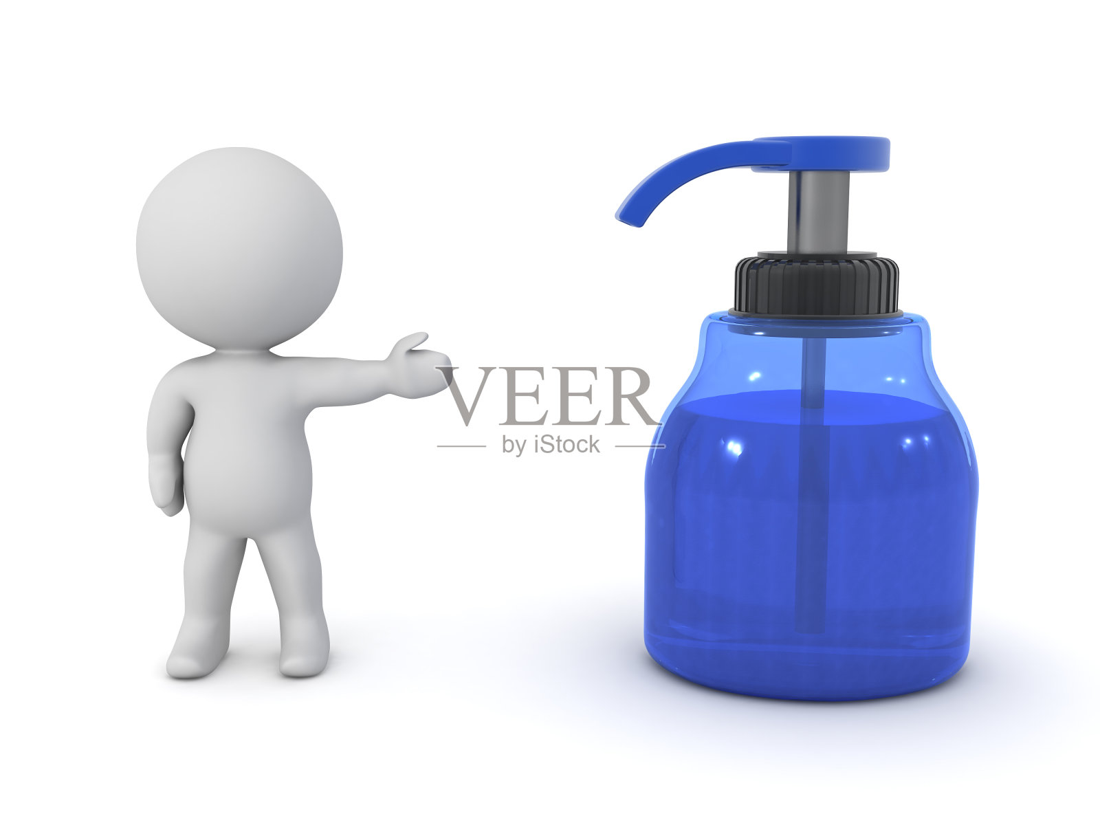 3D人物显示洗手液瓶照片摄影图片
