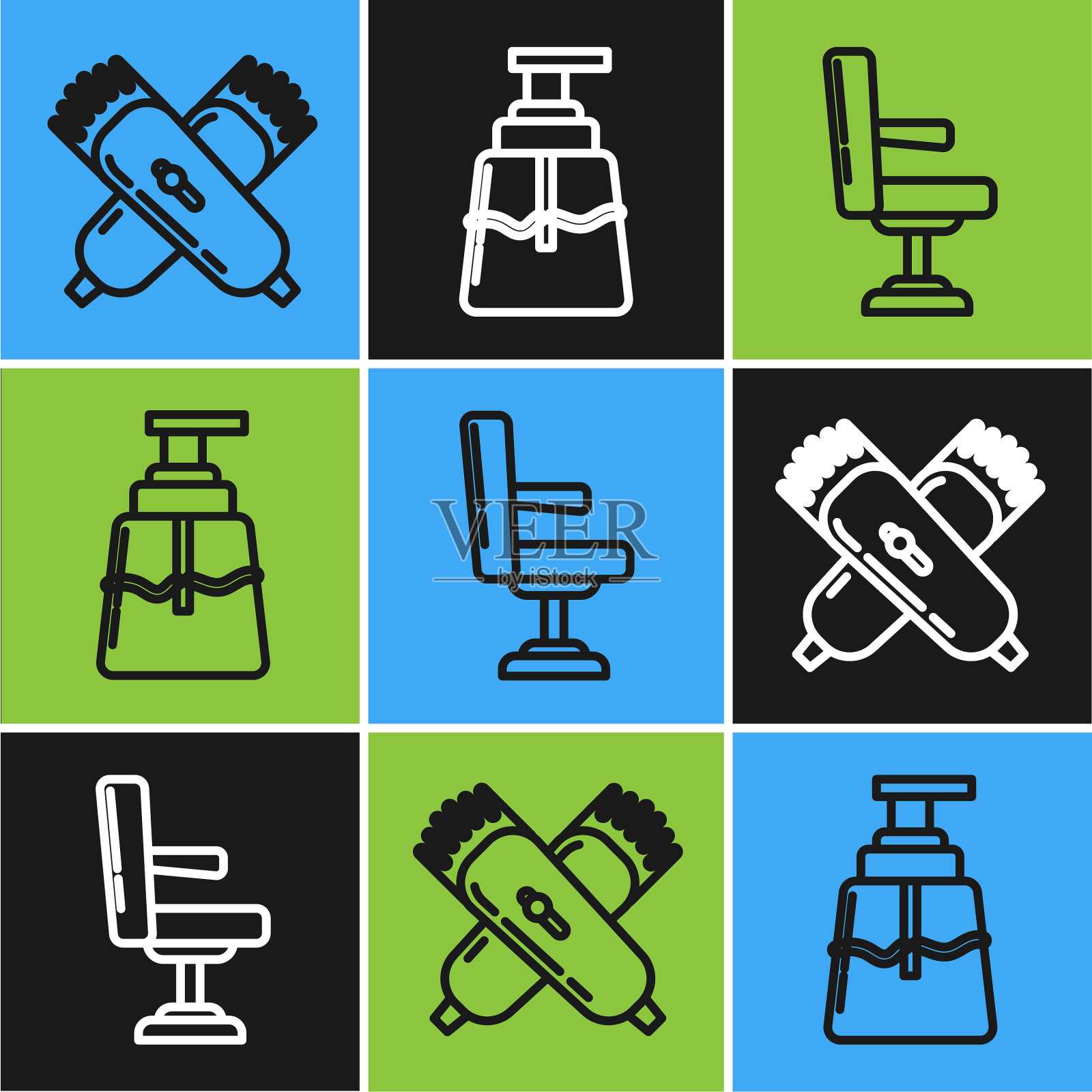 设置线交叉电动理发器或剃须刀插画图片素材