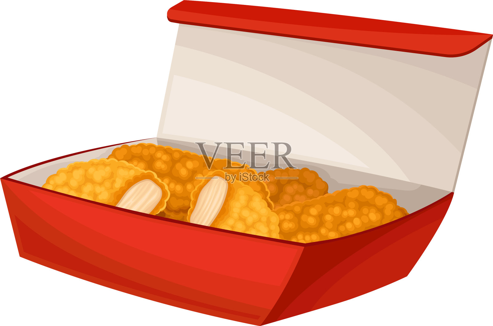 打包外卖的油炸快餐鸡肉零件插画图片素材