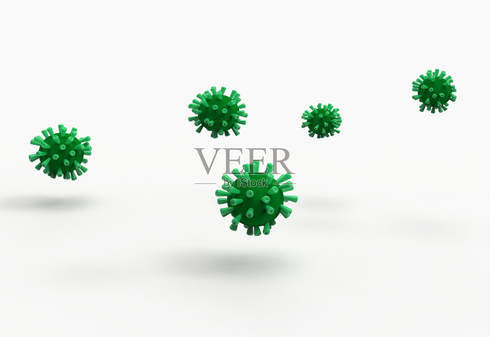 白色背景上的绿色病毒照片摄影图片