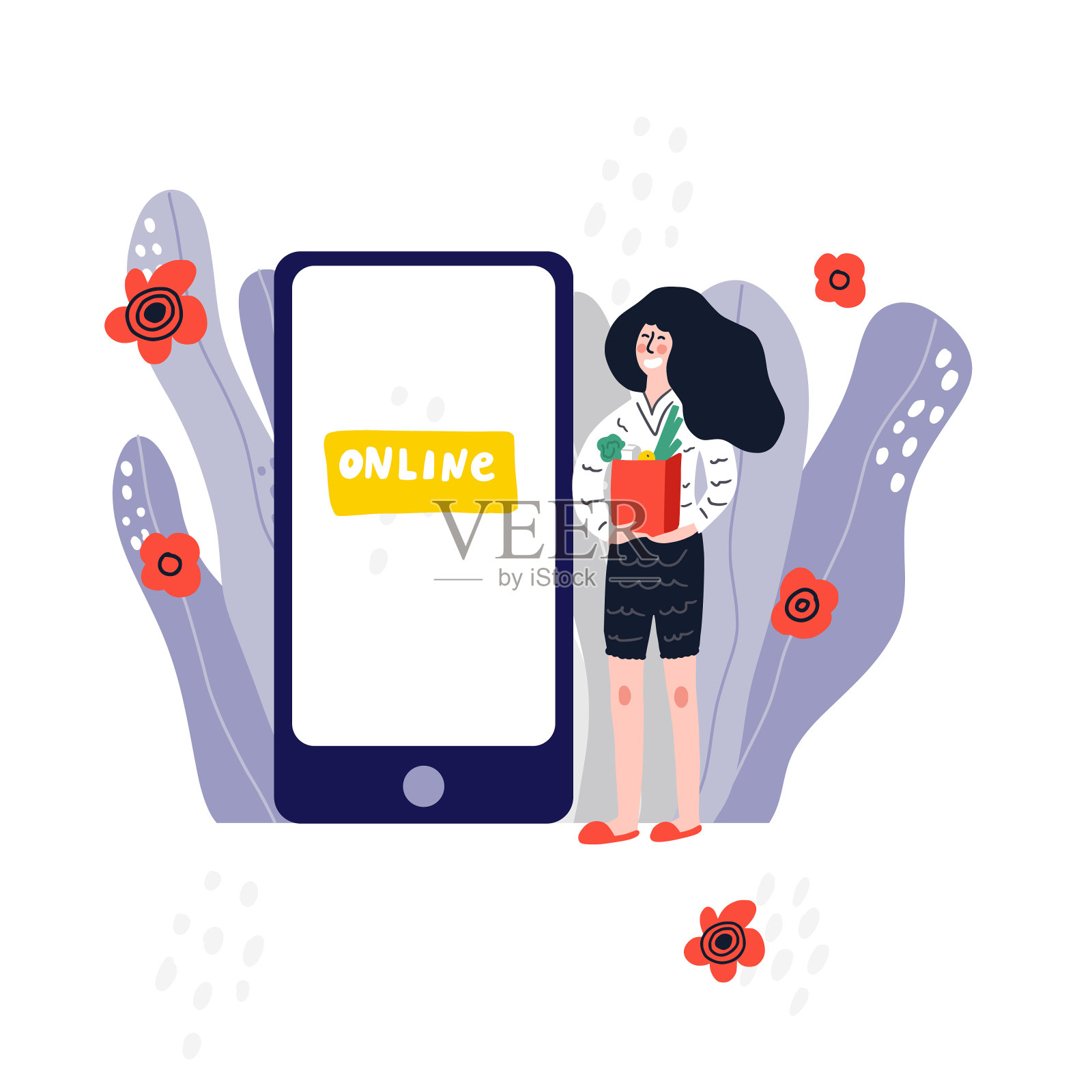 购物网上购物插画图片素材