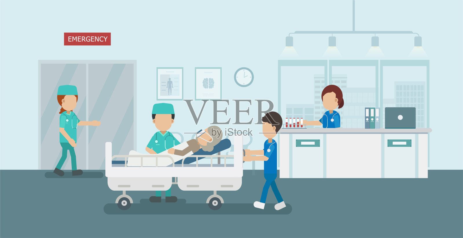 医生与危重病人插画图片素材