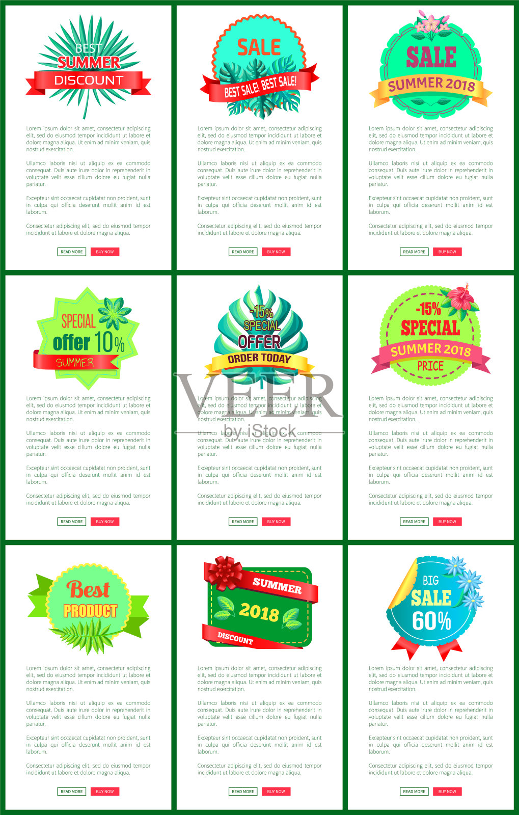 季节性折扣销售标签热带矢量网络插画图片素材