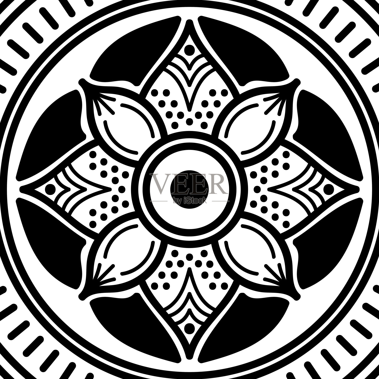 抽象图形方形背景与曼陀罗几何图案。矢量图插画图片素材