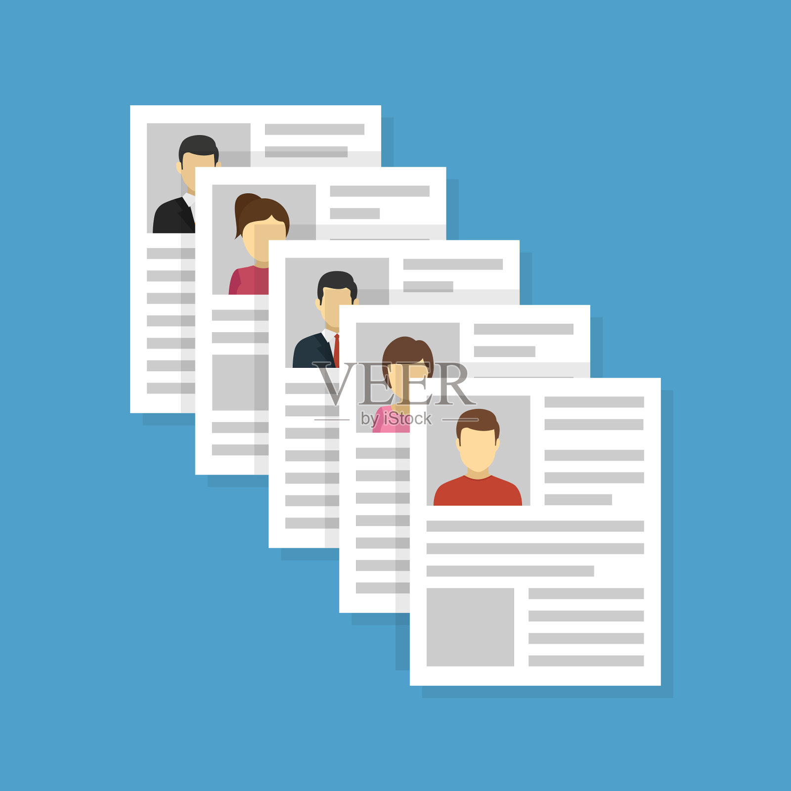 求职面试平面图标招聘应聘者求职插画图片素材