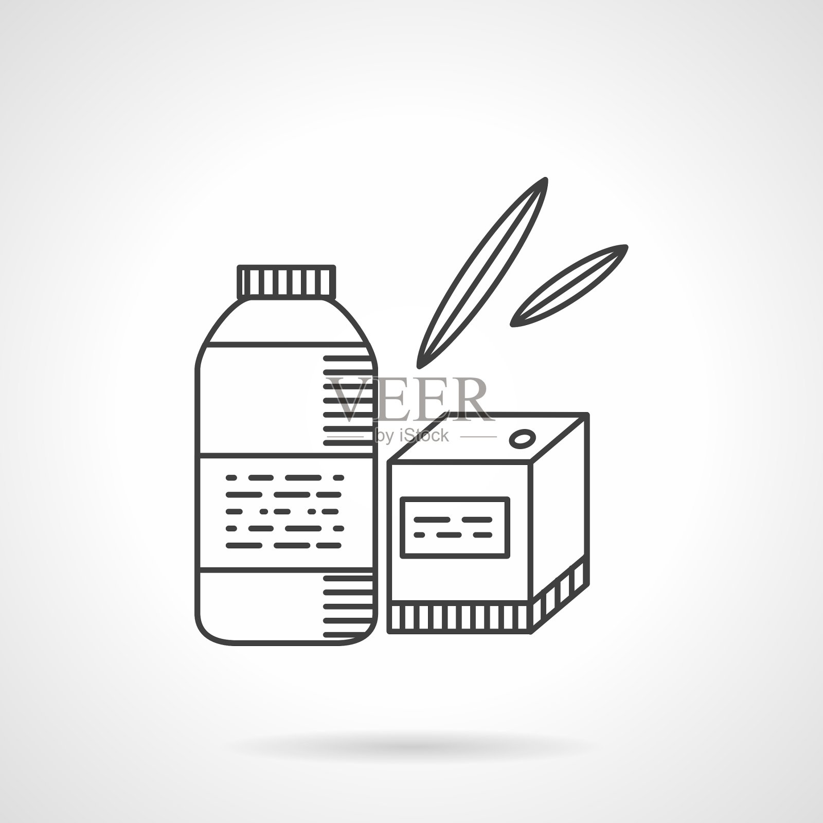 有机食品细线图标瓶子和盒子插画图片素材