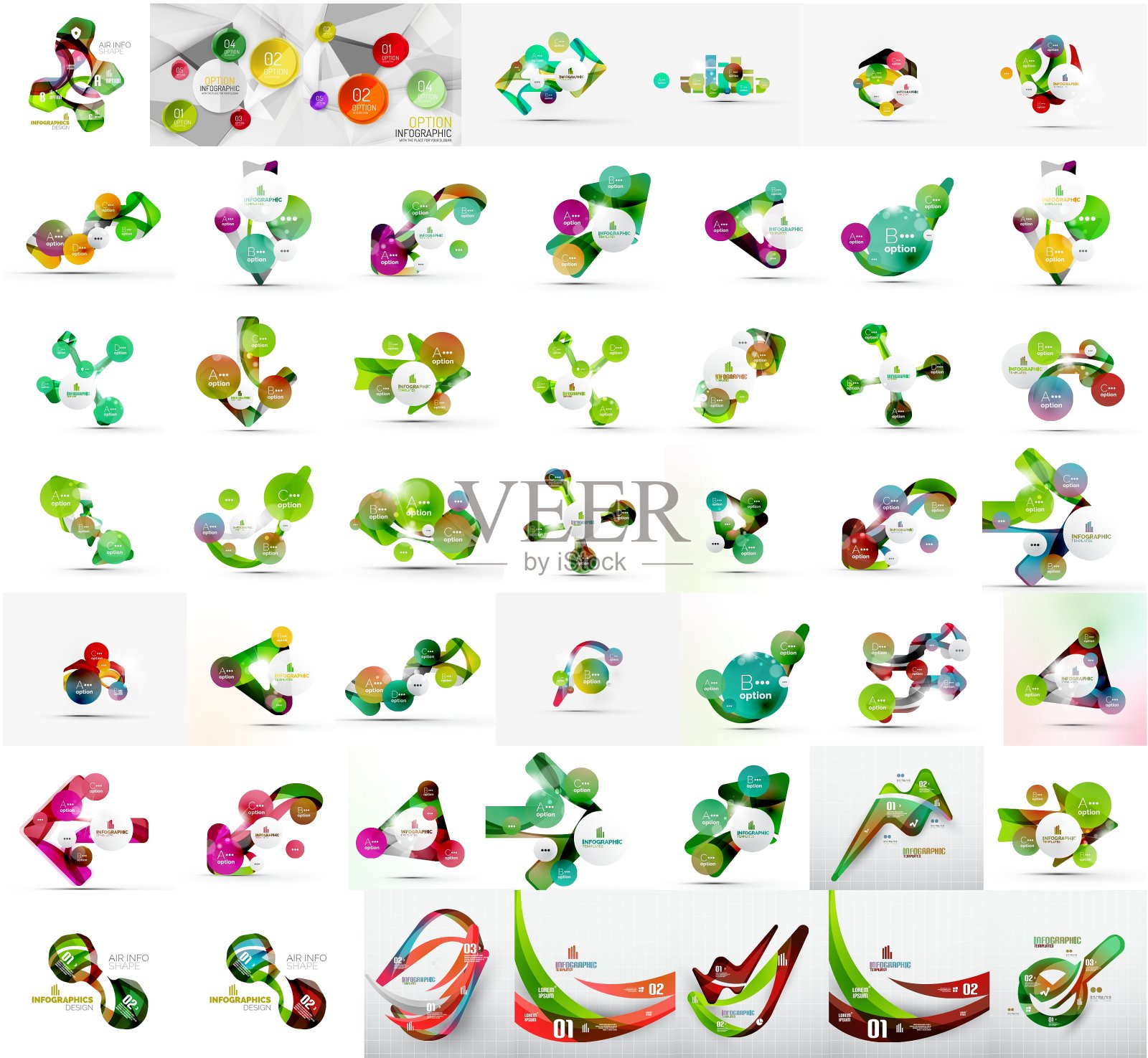 百万套轻纸设计选项信息图表插画图片素材