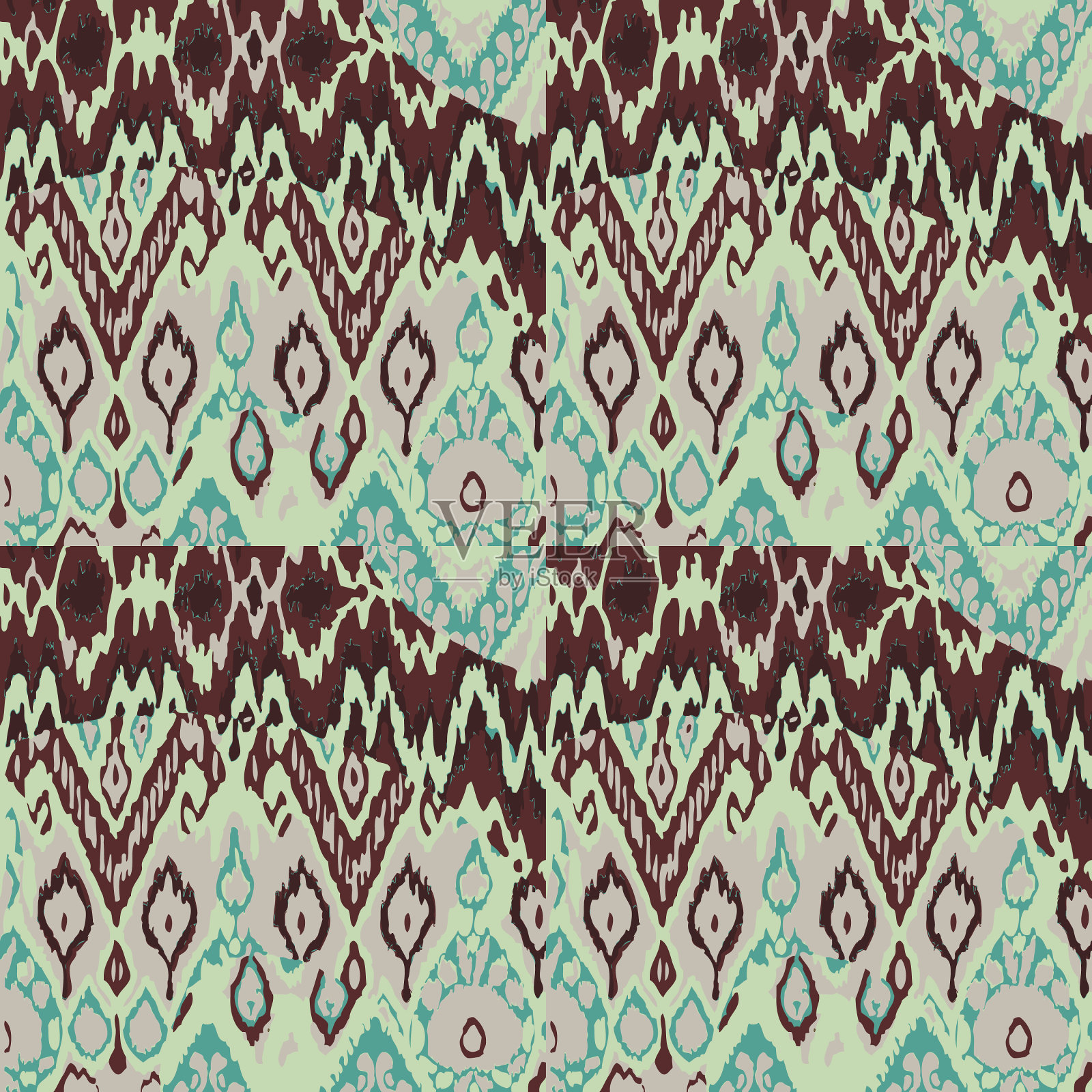 彩色无缝民族印花图案抽象插画图片素材