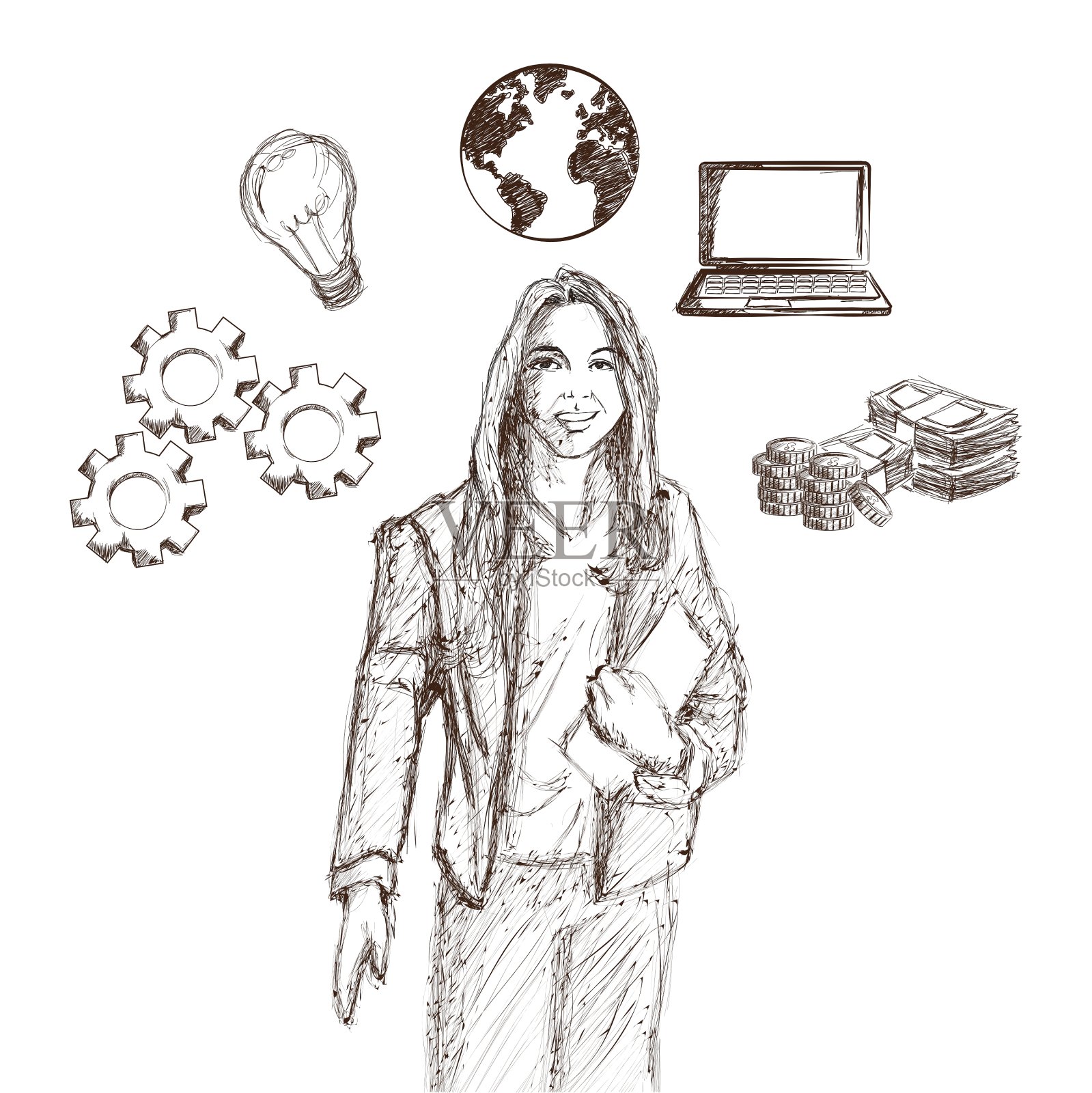 商人西装草图插画图片素材