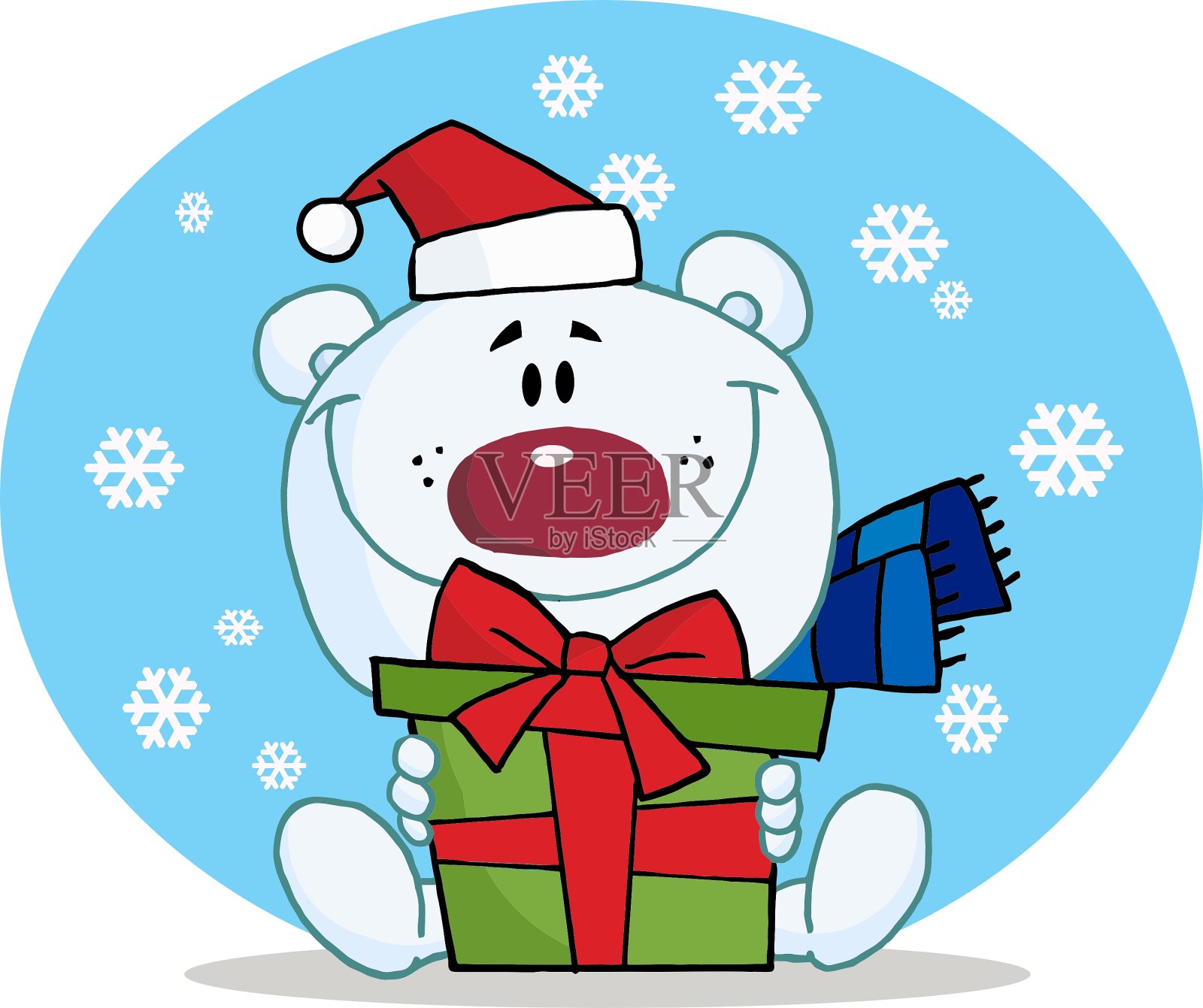 怀抱礼物的圣诞北极熊插画图片素材