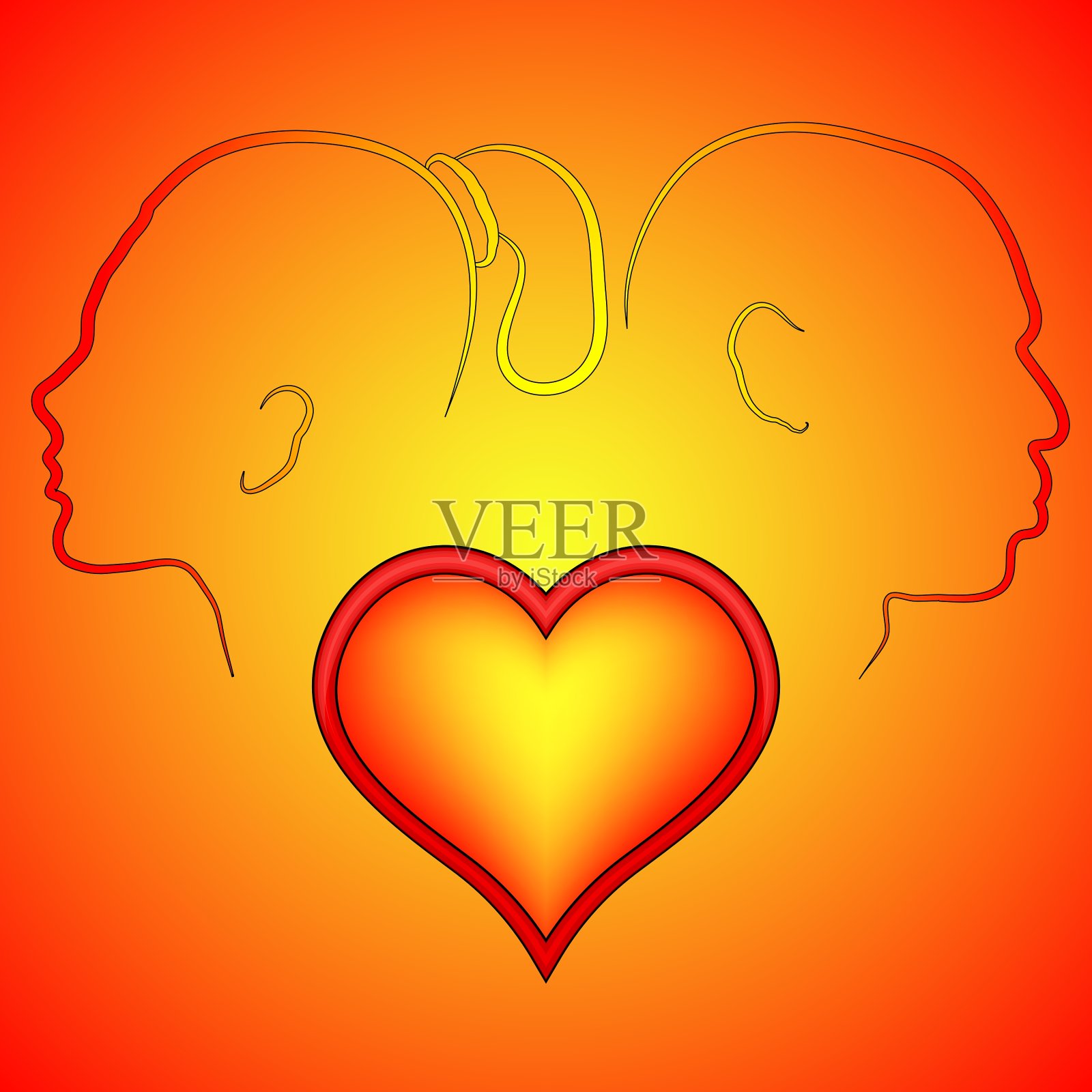 体积红心裂插画图片素材