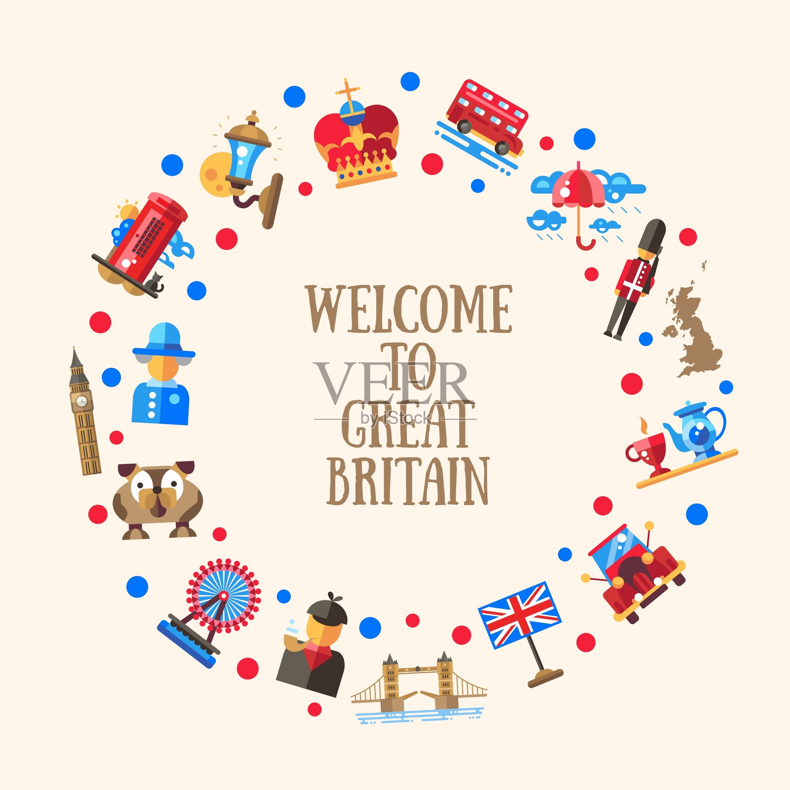 欢迎来到英国著名的圆卡插画图片素材