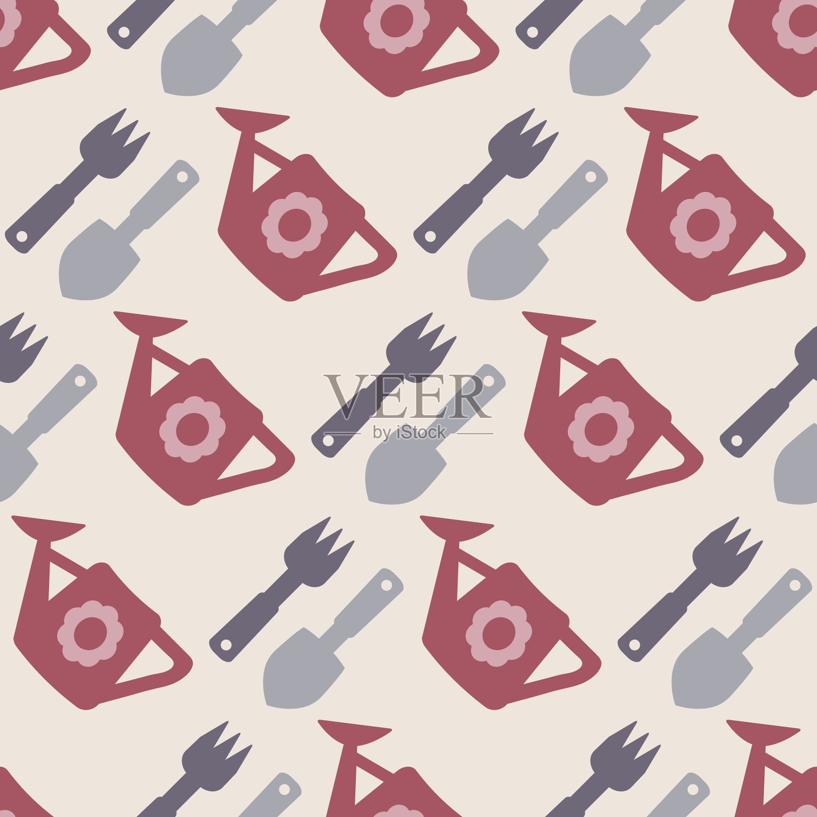 无缝背景与园艺相关的图标插画图片素材