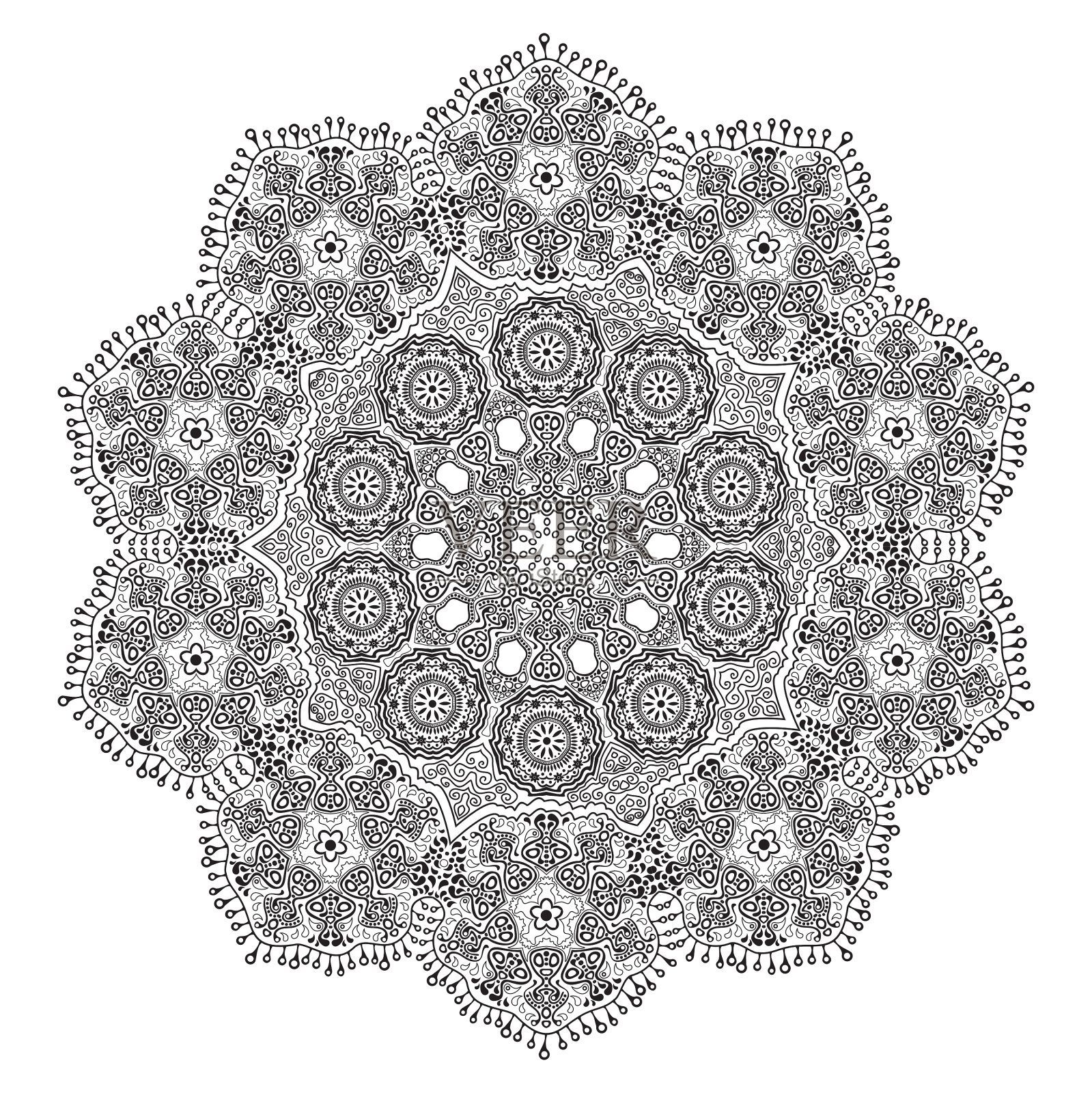 装饰性的圆形花边图案圆形背景插画图片素材