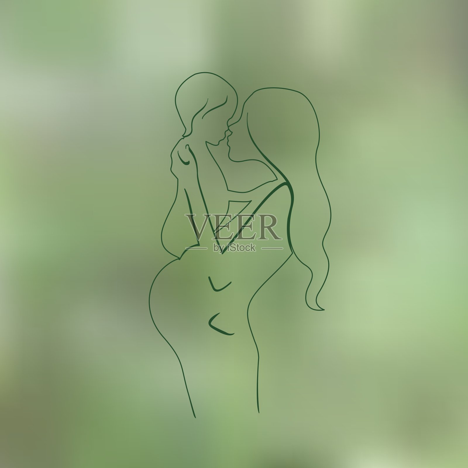 怀宝宝的母亲插画图片素材