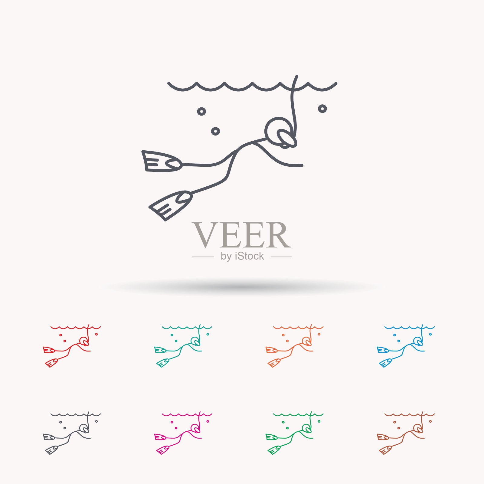 潜水图标在水下游泳与管标志插画图片素材